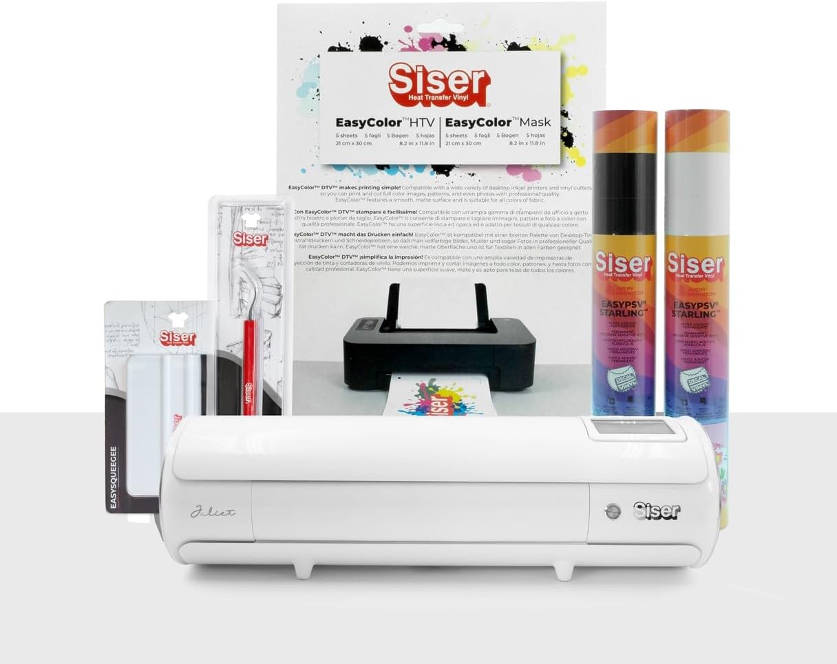 Siser Juliet® Starter Pack - Includes the Juliet High Definition Cutting Plotter, as well as thermo-transferable cutting and printable films, stickers, and accessories