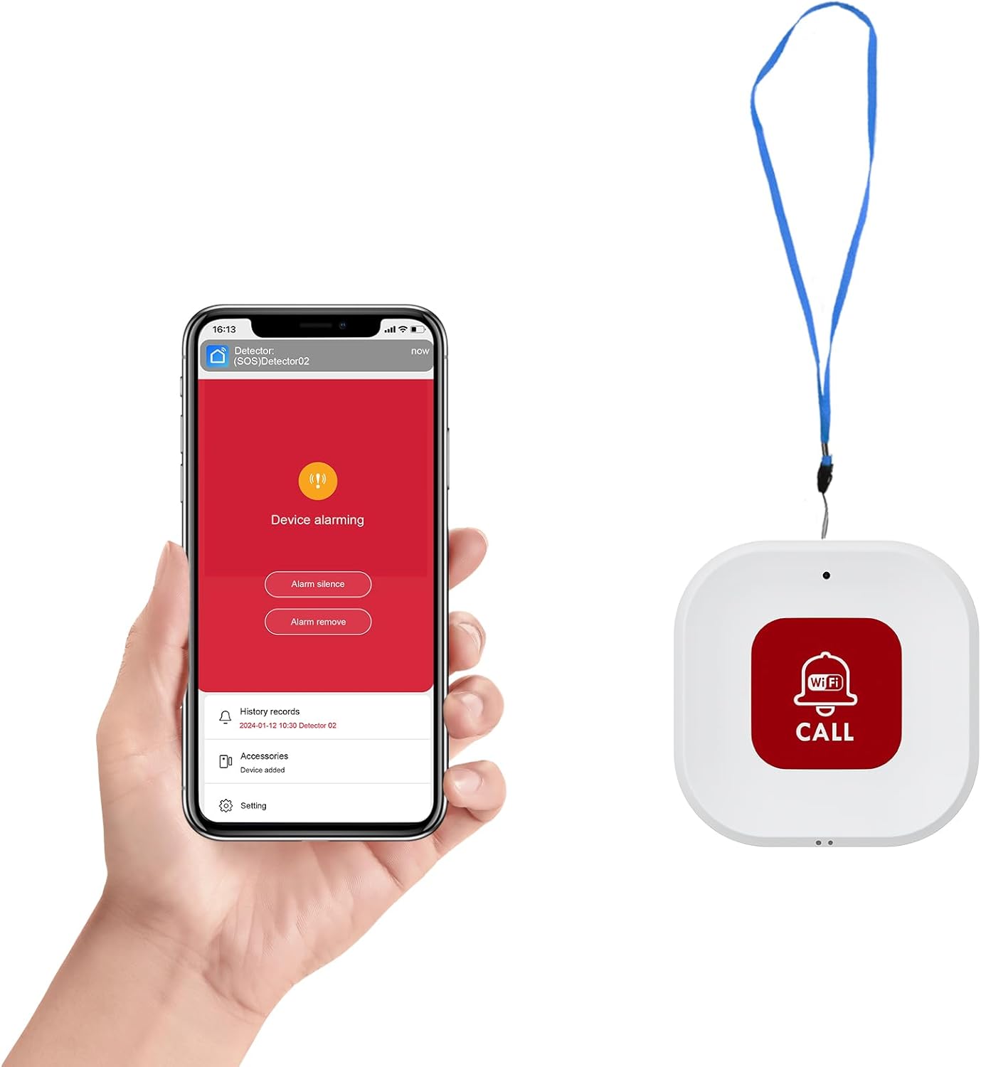 OOCOME Wifi Elderly Panic Call Button Alarm, Home Emergency Pager Alert System for Seniors/Patient/Handicapped/Kids, Smart SOS Wireless Caregiver Life Alert, APP Monitoring, No Monthly Fee