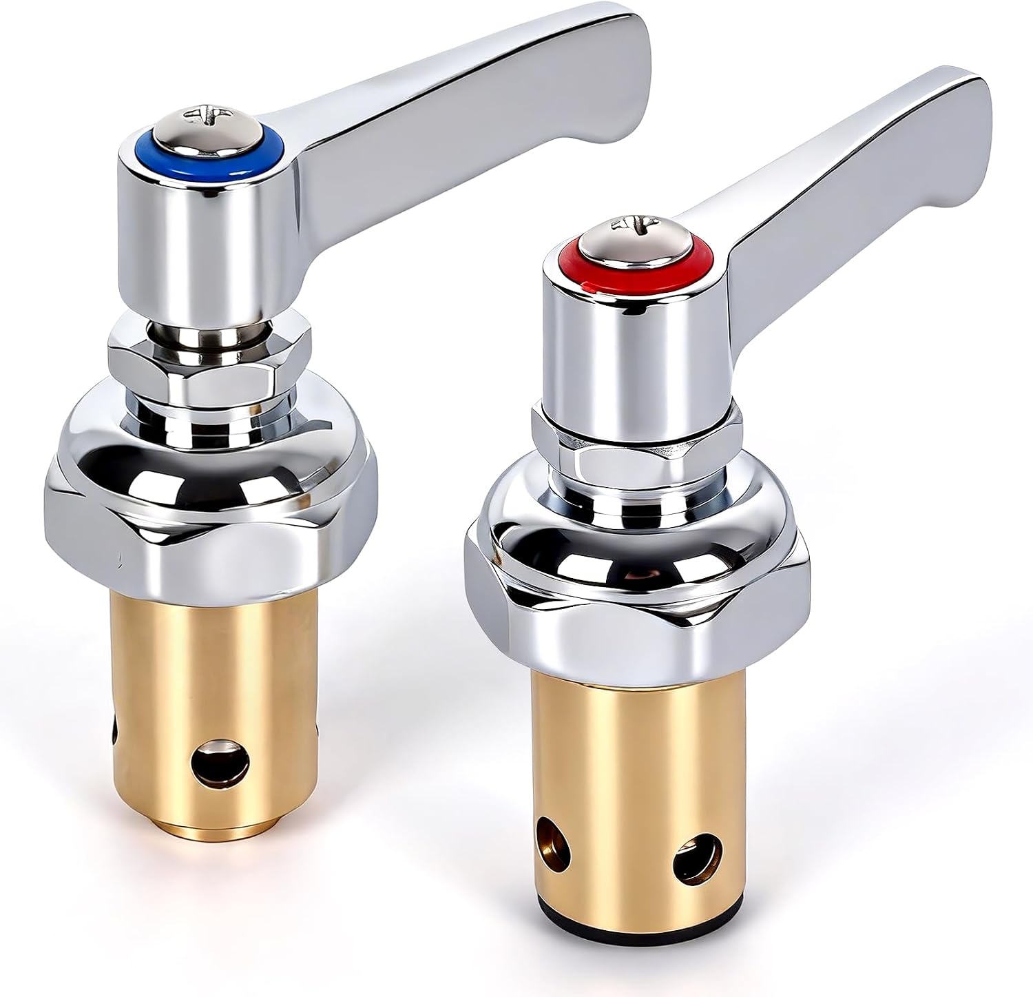 002713-40 002714-40 Handle Stem Assembly Replacement Compatible with T&S Brass Faucets - Hot (Red) & Cold (Blue) Side Spindle Valve Repair Part for Eterna Series
