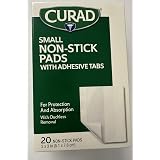 Curad Small Non-Stick Pads With Adhesive Tabs 2 Inches X 3 Inches 20 Each