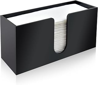 1Pack Paper Towel Holder Countertop, Black Acrylic Napkin Dispenser, Multifold Paper Towel Dispenser for for Z-fold C-fold MultiFold Trifold-Bathroom Toilet Kitchen Restaurant