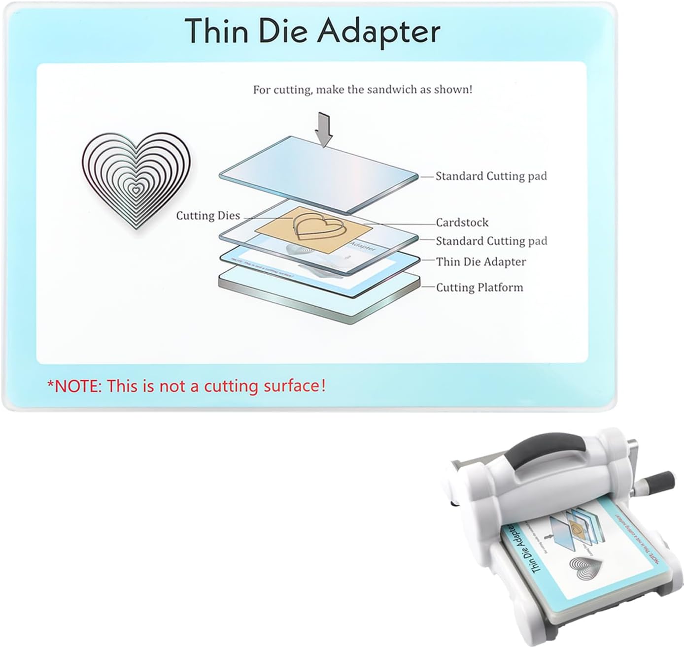 OTCRAFT Thin Die Adapter for Die Cutting Machine; PC Plastic Standard Adapter Pad for Thin Wafer Dies Increases Cutting Capability Scrapbooking Die-Cutting Plate Adaptor 9x6inch(22.8x15.4cm)