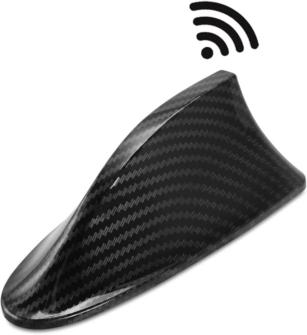 Heart Horse Universal Carbon Fibre Car Shark Fin Roof Car Antenna Radio FM/AM Decor Signal Aerial perfect replacement part For Auto SUV Truck Van with Adhesive