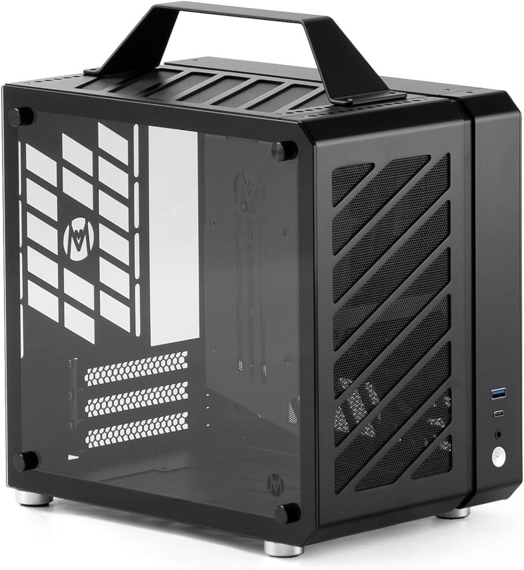 Mechanic Master C25 Plus Compact Aluminum ITX PC Case | Portable carry handle, 13.1L,162mm Cooler, 269mm GPU,CNC aluminum frame,SFX recommended for easy assembly