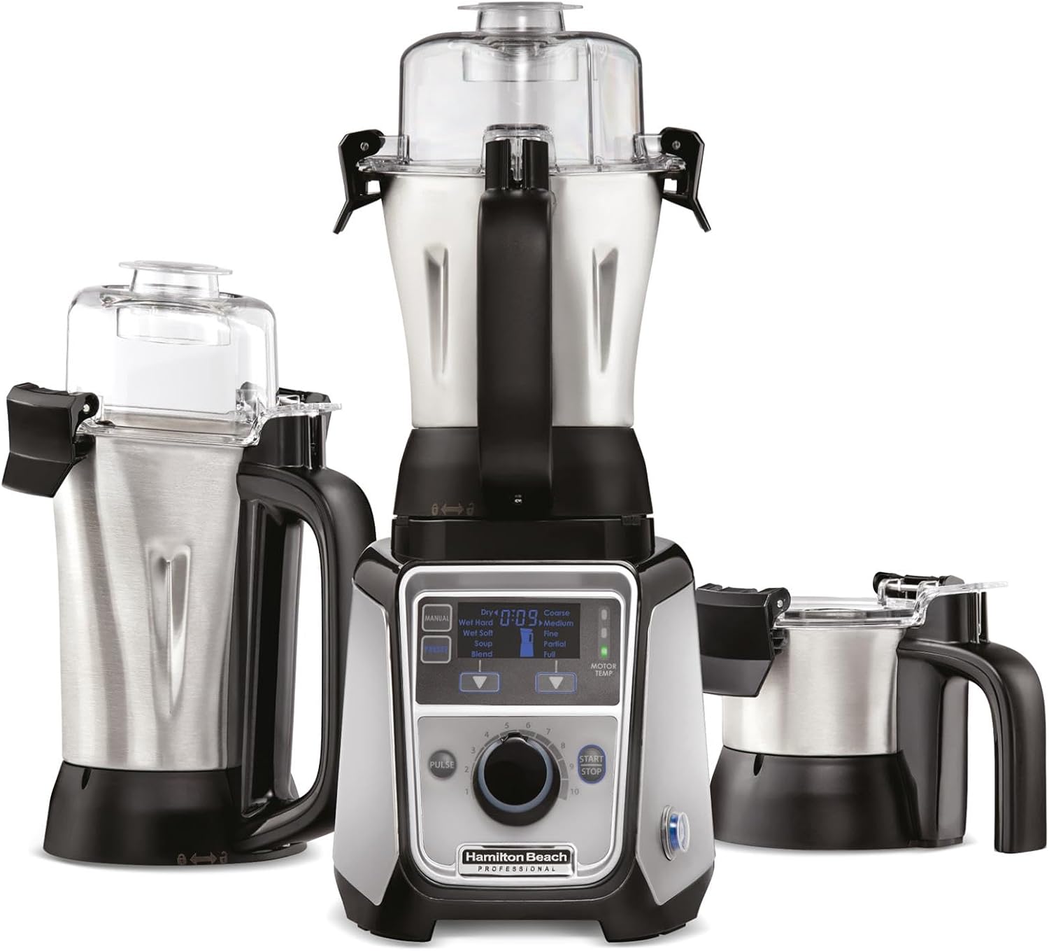 Hamilton Beach Juicer Mixer Grinder, 1400W, 2.2 Peak HP, Stainless Steel, 13 Program Settings, Leakproof Jars, Universal Blade, Safety Features, Ideal for Indian Cooking & Blending - 58770-SAU