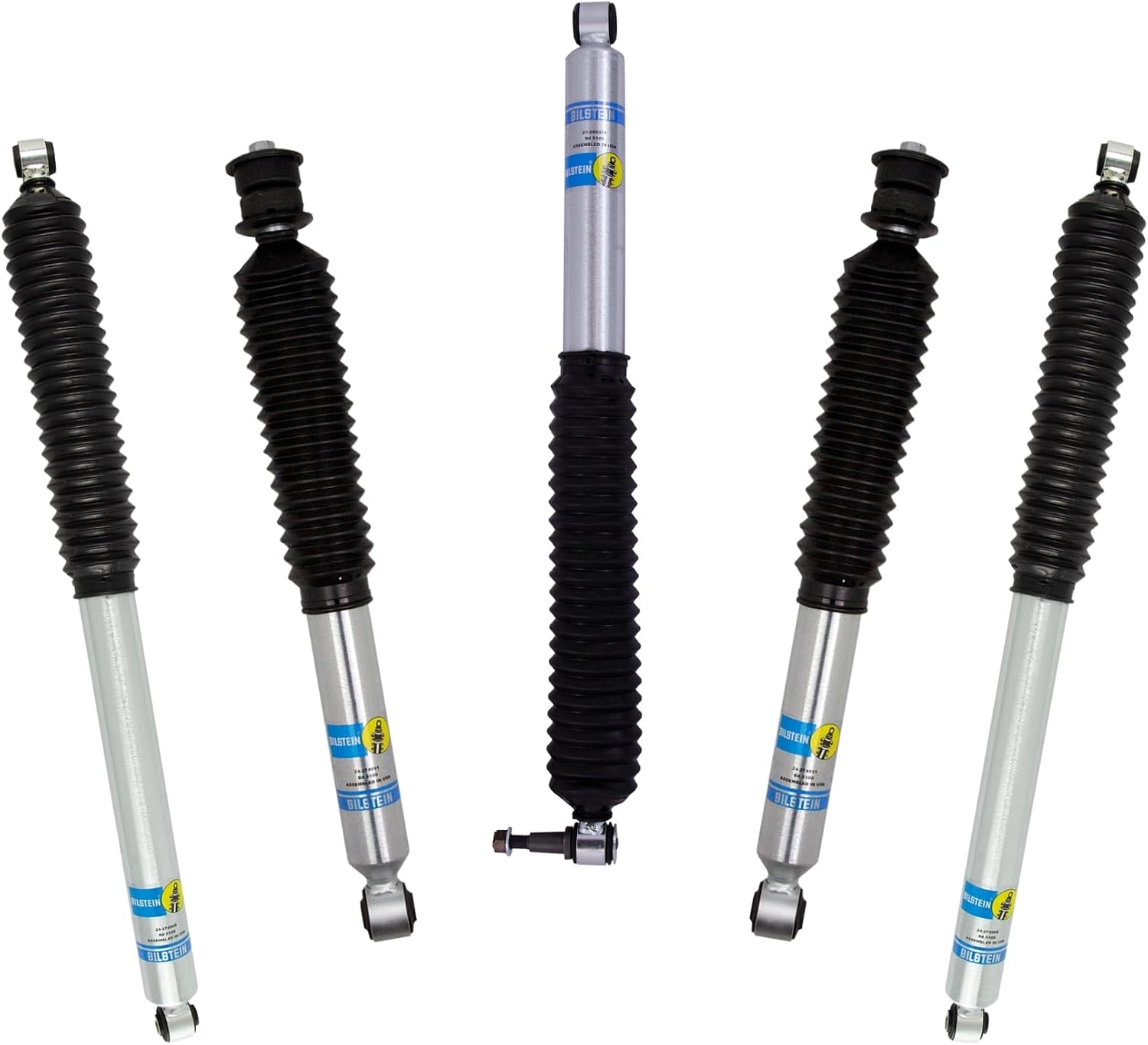 Bilstein Set of Front and Rear B8 5100 Series Shocks with Steering Stabilizer Compatible with 2017-2025 F250/F350 4WD w/o Tremor Package with 2" Front & 0-1" Rear Lift