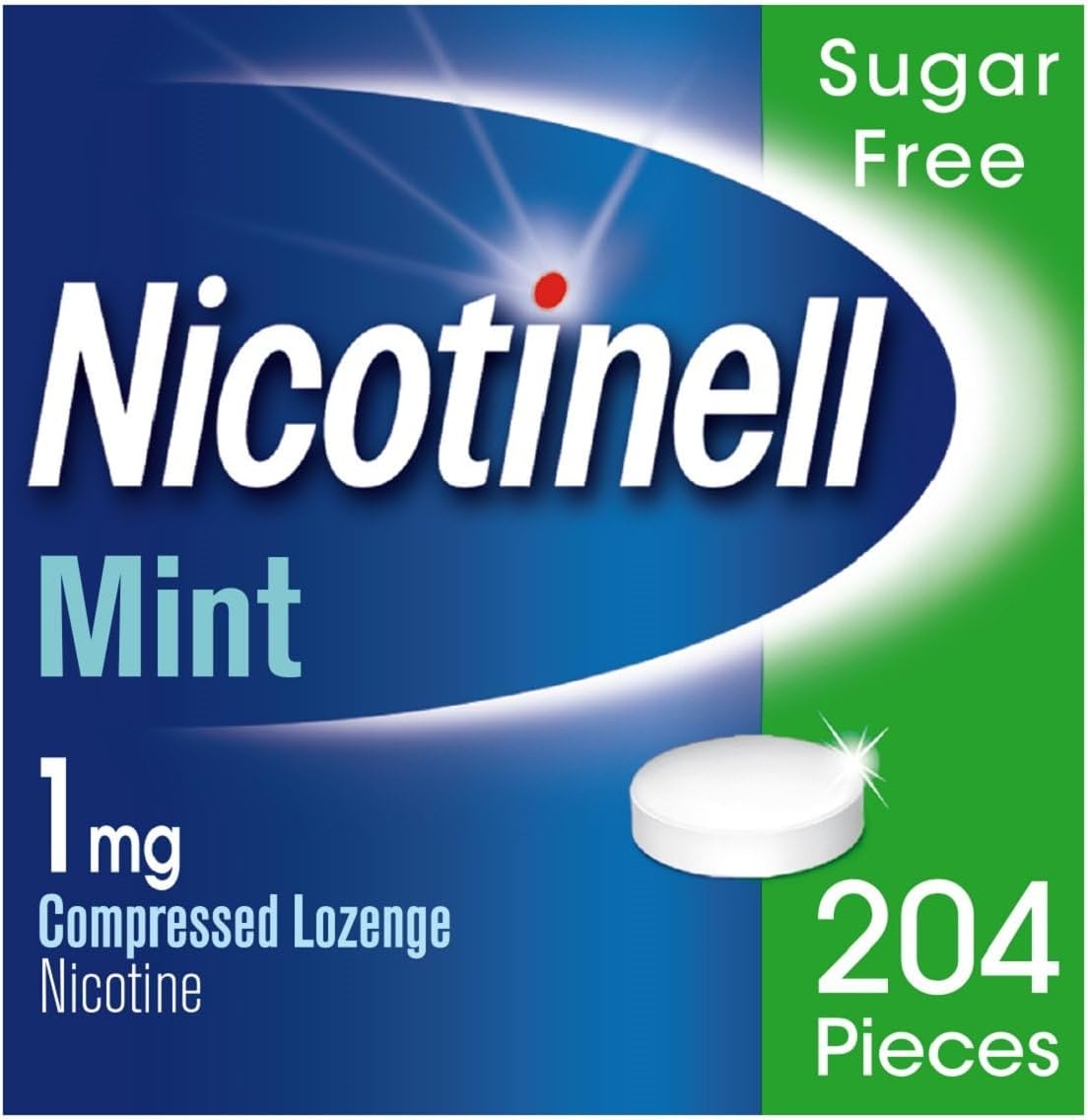 Nicotinell Mint Lozenge 1mg (204 Lozenges), Stop Smoking Aid, Sugar Free Nicotine Lozenges, Fresh Mint Flavour, 1mg Regular Strength for Light Smokers, Quit Smoking Aid