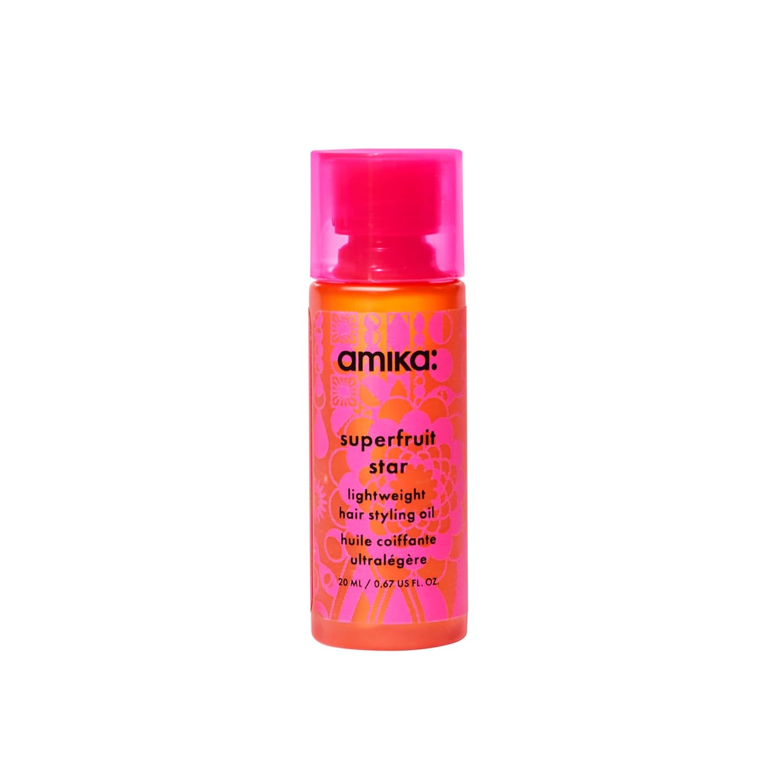 amika superfruit star lightweight hair styling + heat defense oil | heat protection, strengthen + reduce breakage, smooth frizz, add glossy shine | for all hair types
