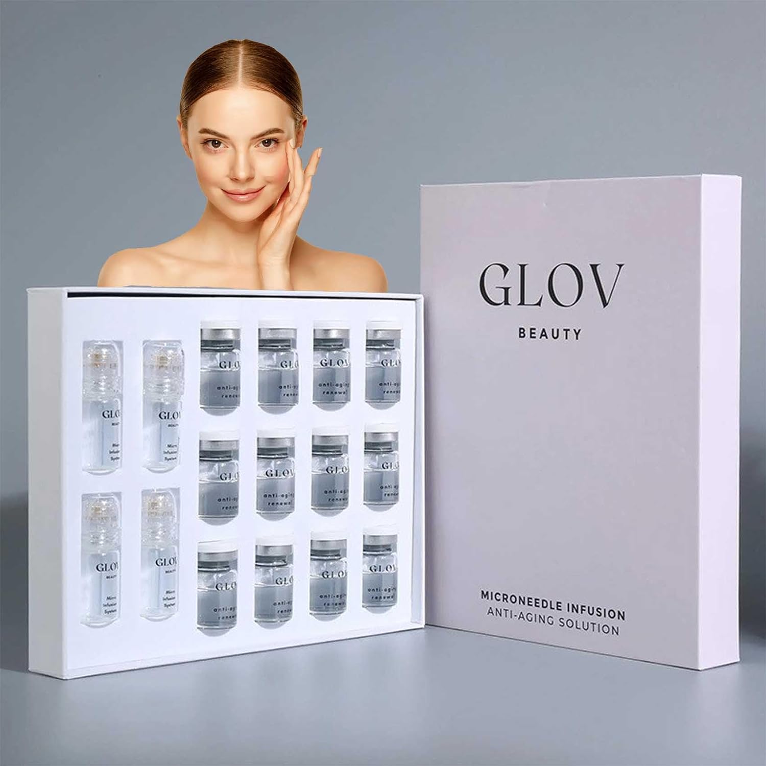 Glov Beauty Micro Infusion - Micro Infusion Facial System, Anting-Aging Serum Set for Reduces Wrinkles on Face and Eyes, Enhances Elasticity, Deep Hydration- Unlock Smoother, Younger Skin (SetC)