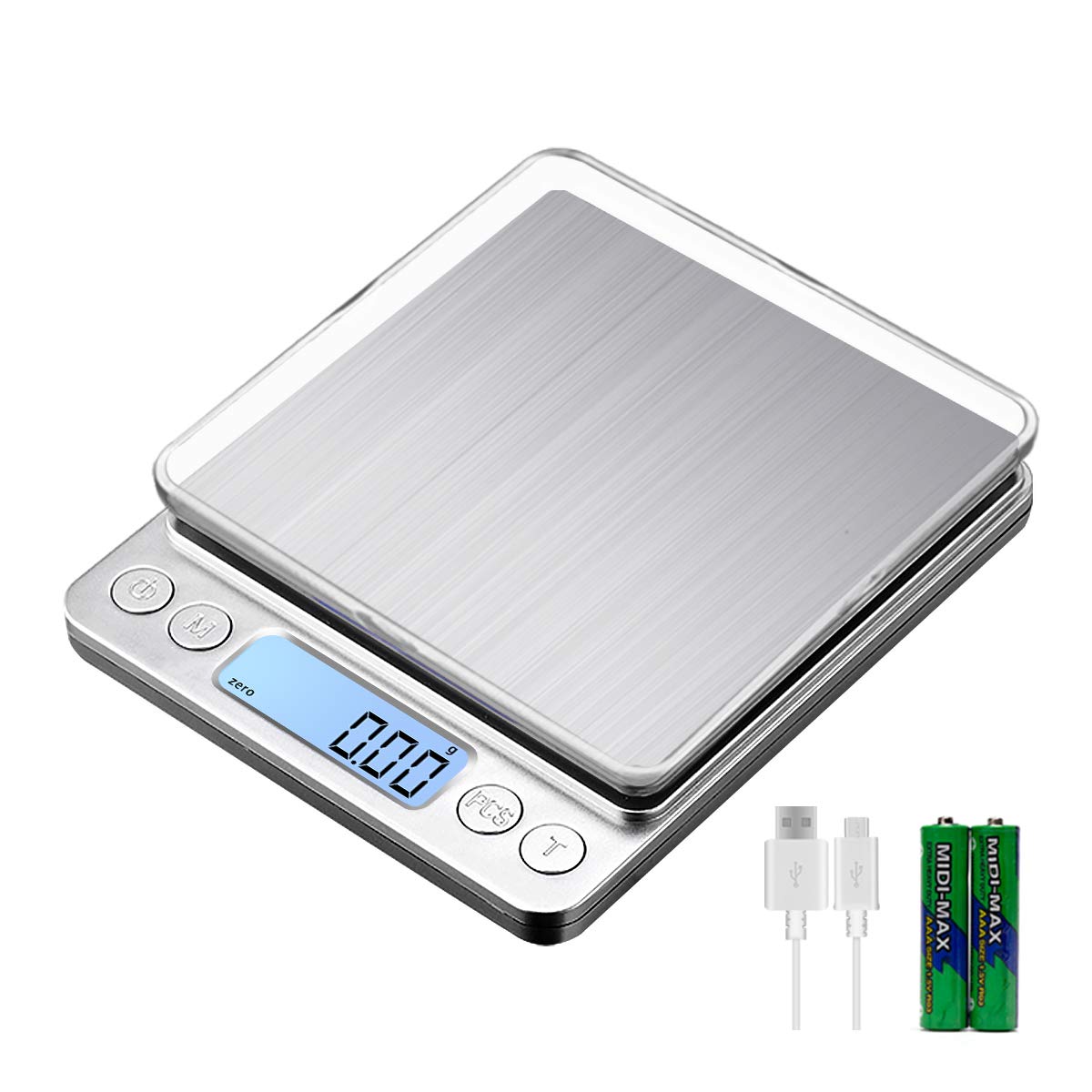 KUBEI Upgraded Large Range Small Kitchen Scale 1kg/0.01g, USB Charging Mini Food Electronic Scale, High Accuracy Cooking Scale, for Jewellery Gold Coffee Herb Coin Pocket Scale with LCD Display