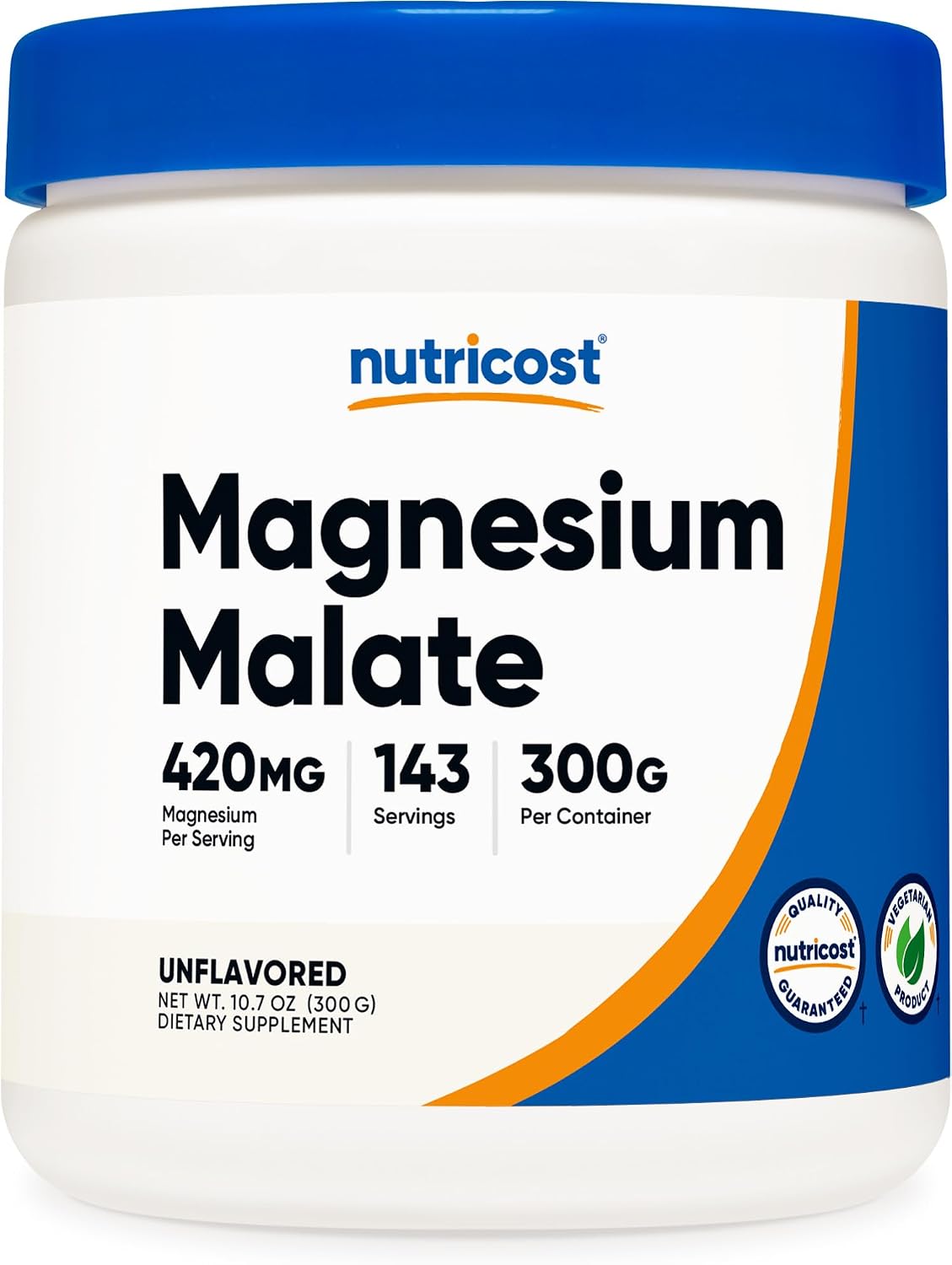 Nutricost Magnesium Malate Powder (300g) - 420mg of Magnesium Per Serving - Non-GMO, Gluten Free | GMO-Free, Gluten Free