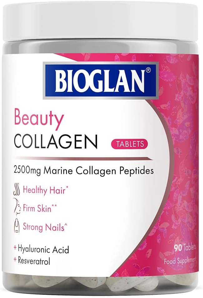 Bioglan Collagen Tablets | 2500mg | Hydrolysed Marine Collagen |Hyaluronic Acid | Resveratrol | Biotin | Selenium & Vitamin C | 90 Tablets