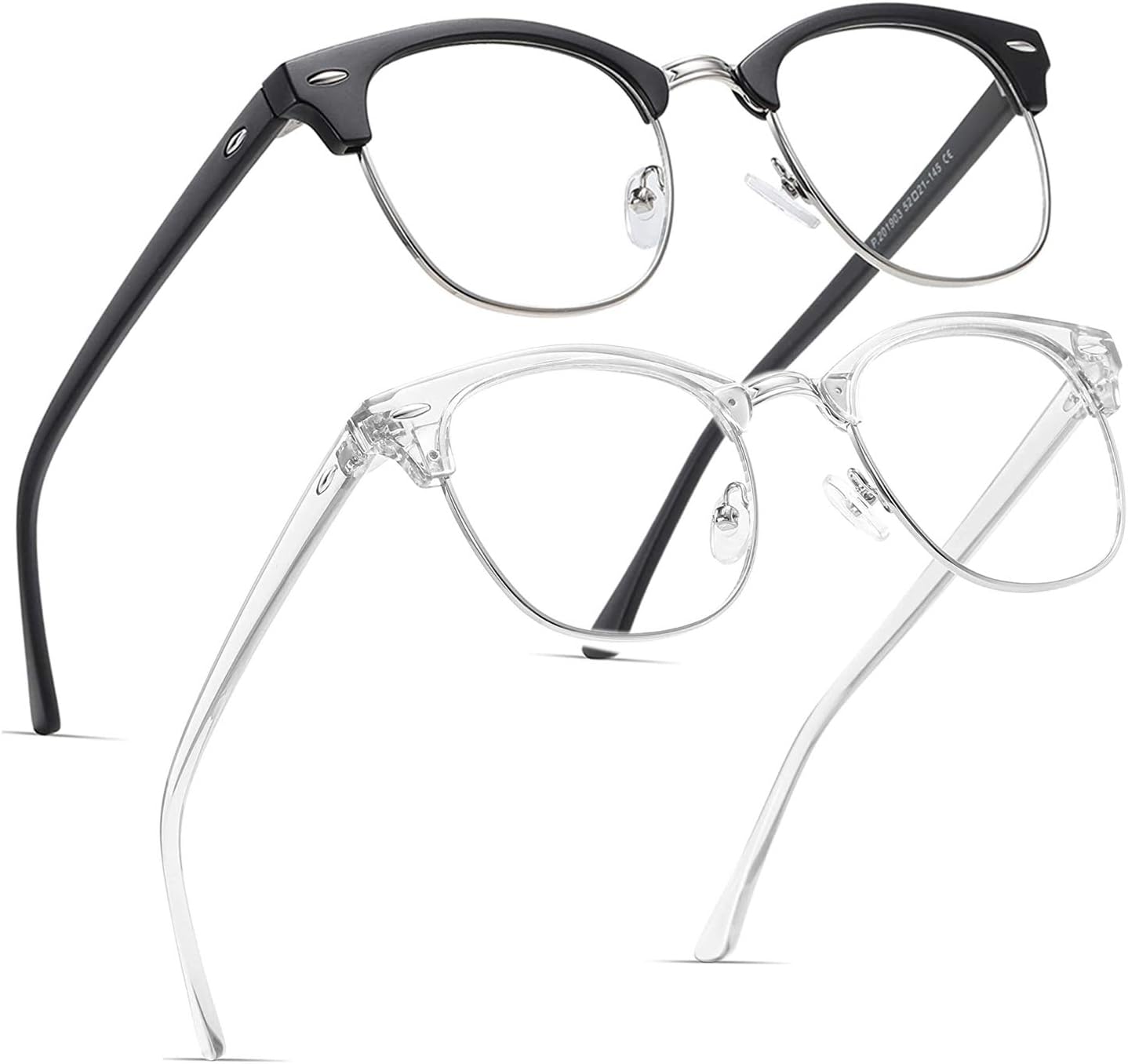 2 Pack Blue Light Blocking Glasses, Anti Blue Light Gaming Glasses, Retro Fashion Frame Non-Prescription Lens, Anti Fatigue Headache Computer Screen Glasses for Women and Men,Unisex Round Glasses