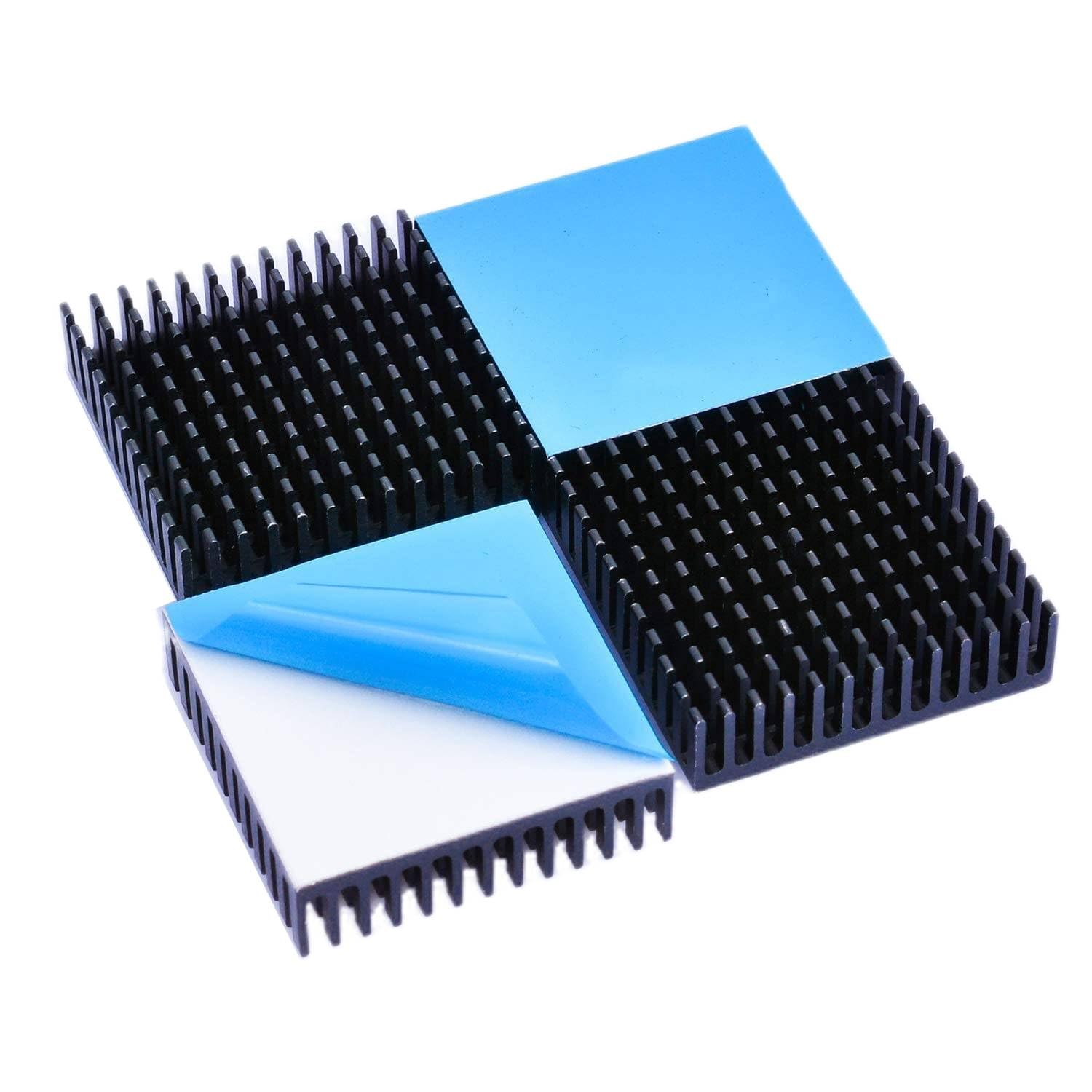 Easycargo 40mm Heatsink Kit 40x40x11mm + 3M8810 Thermal Conductive Adhesive Tape, Cooler Aluminum Heat Sink for Cooling 3D Printer Stepper Motor TEC1-12706 Thermoelectric Peltier Module 40mmx40mmx11mm