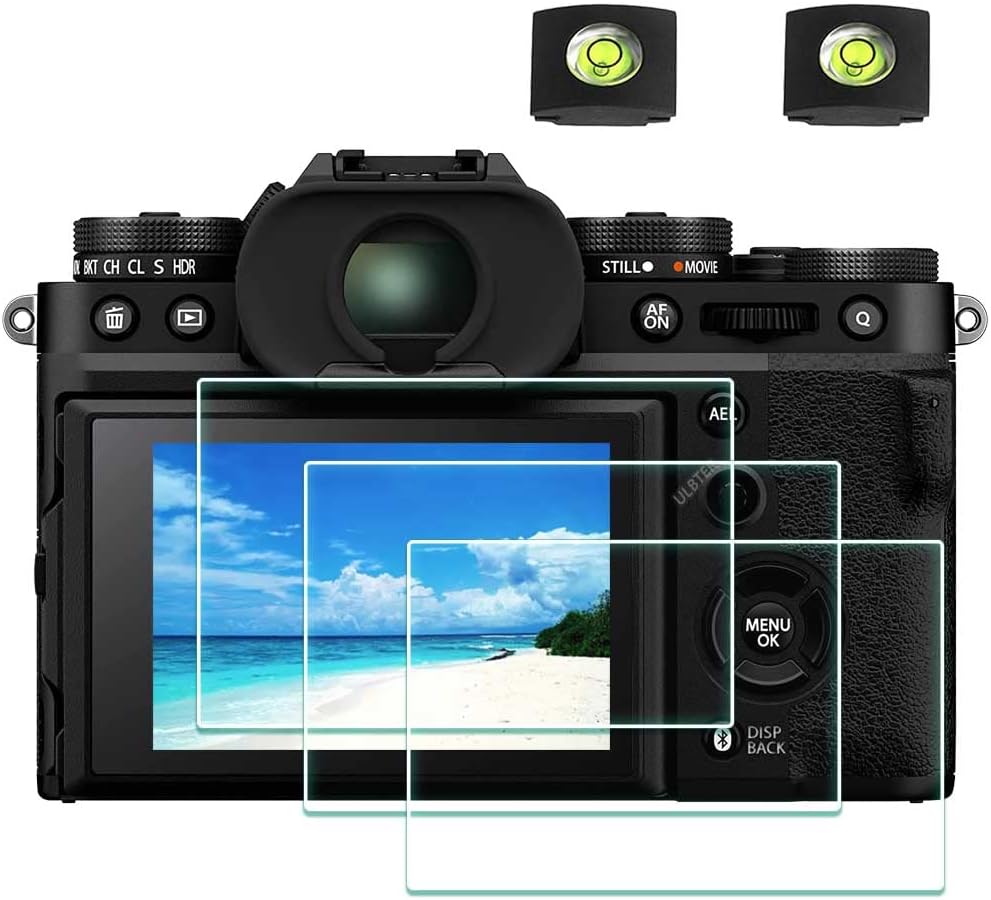 X-T5 Screen Protector for Fujifilm X-T5 Fuji XT5 Camera & Hot Shoe Cover, 0.3mm 9H Hardness Tempered Glass Saver Anti-Scrach Anti-Fingerprint Anti-Bubble [3Pack]