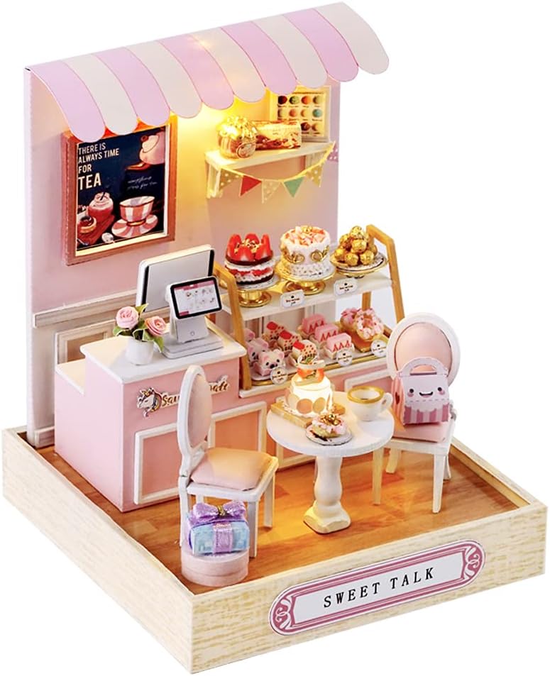 Flever Dollhouse Miniature DIY House Kit Creative Room with Furniture for Romantic Valentine's Gift (Sweet Talk)