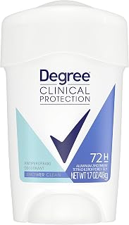 Degree Clinical Protection Antiperspirant Deodorant 72-Hour Sweat & Odor Protection Shower Clean Antiperspirant for Women 1.7 oz