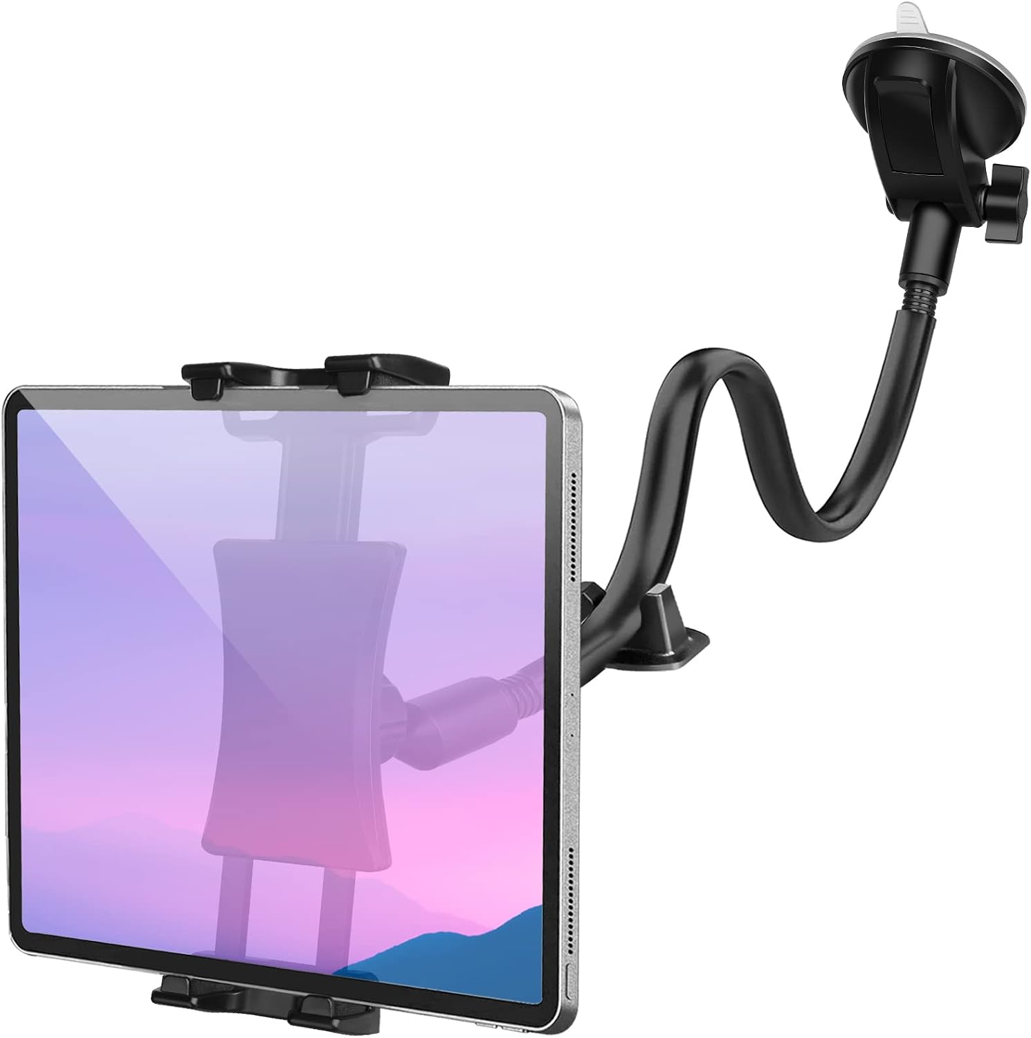 Car Dashboard Windshield Tablet Mount, 13" Long Arm Gooseneck, 360° Flexible Window Suction Cup Holder for Truck SUV, for iPad Pro 12.9/11/10.5/9.7/Air/Mini 6 5 4, Samsung Galaxy, 4.7"-12.9" Tab&Phone