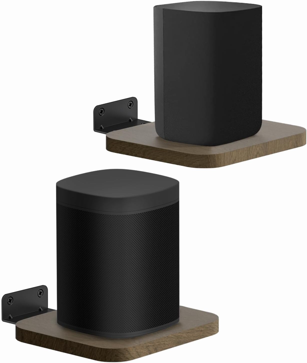 Speaker Wall Mount for Klipsch, Bose Speakers, Adjustable Wall Shelf for Smart Speaker Shelf, Wooden Floating Wall Shelves with Hardware Kit, Set of 2