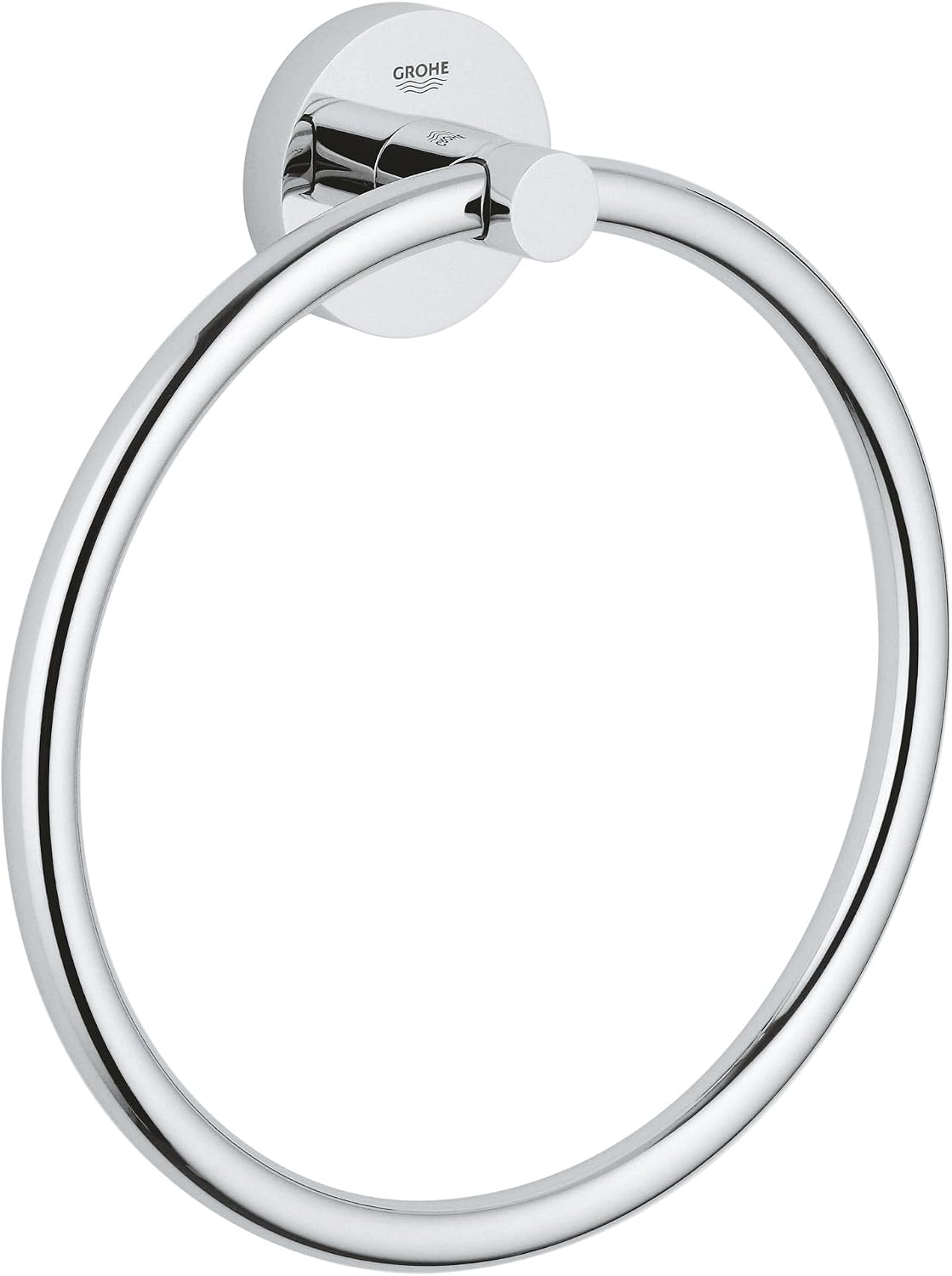 GROHE Start QuickFix Towel Ring (Metal, Concealed Fastening, Including Screws and Dowels, Extra Easy to Fit with GROHE QuickGlue), Size 200 mm, Chrome, 41174000