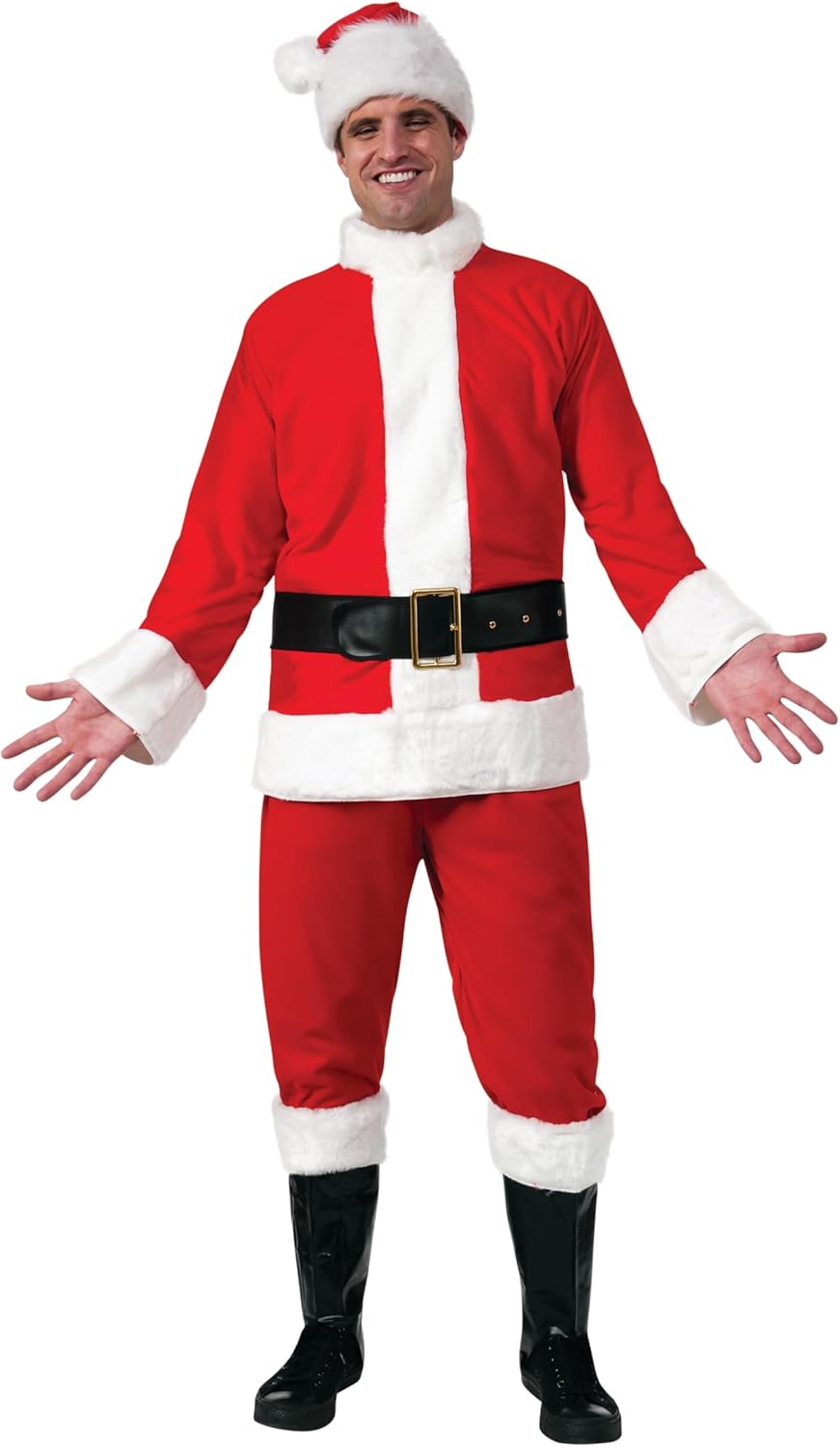 Rubie's Bright Red Flannel Santa Suit with Gloves