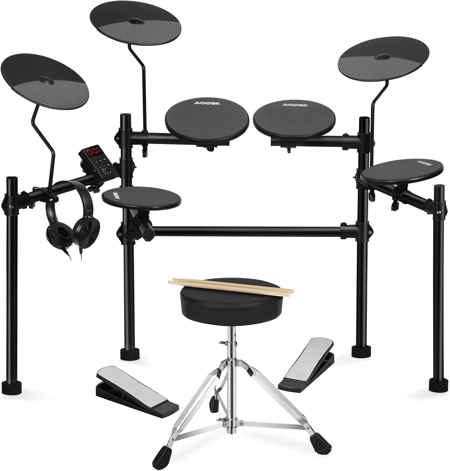 AODSK Electronic Drum Set With 4 Quiet Drum Pads,200 Sounds 20 Drum Kits