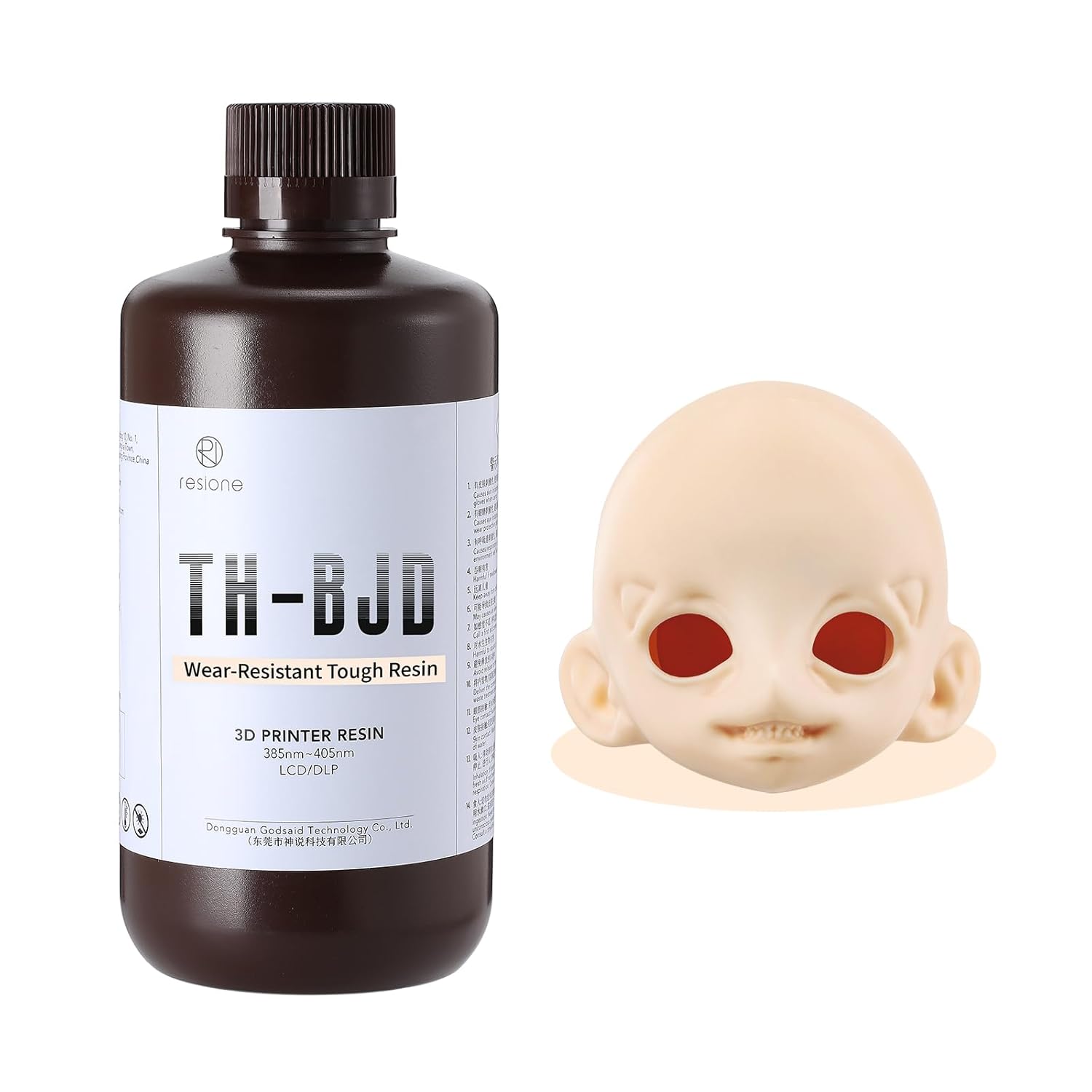 RESIONE Wear-resistant Tough BJD Resin - Non-yellowing Multiple BJD Colors 3D Printer Resin - Easy to Clean Resistant to Thinners Resin for 3D Printin (Cream Pink)