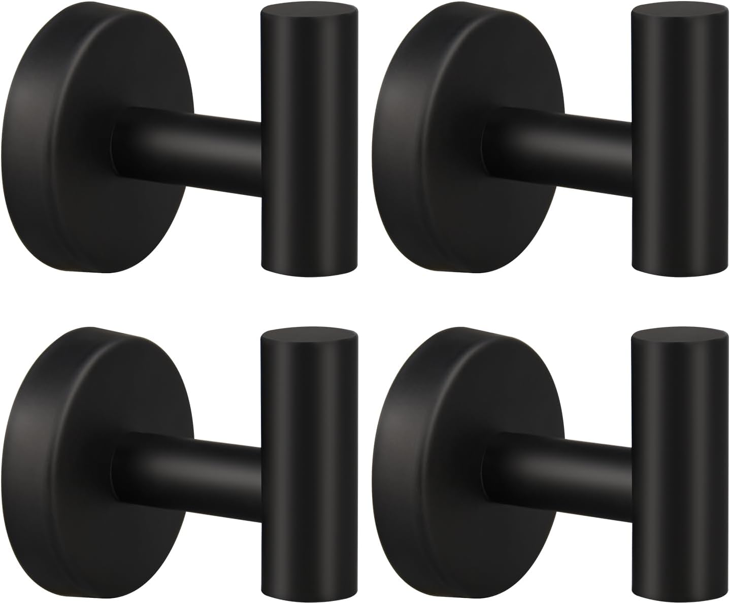 2/4/8 Pack Towel Hooks, Robe Hook, Bathroom Coat Hook Wall Mounted, SUS304 Stainless Steel Bathroom Hooks, Towel Hook for Bedroom Kitchen Hotel Office(4 Pack Matte Black)