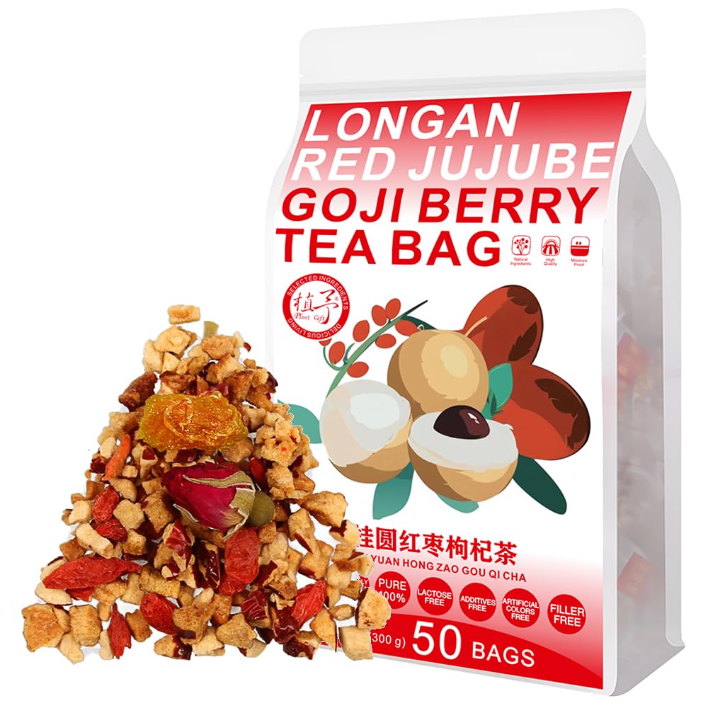 Longan Goji Hong Zao Berry Tea Bag 桂圆枸杞茶 Combination 8.8 Oz/250g (50 Small Bags) Flower Tea, Fruit Tea, Tea Beverage Flower And Fruit Tea Cold And Hot Tea Bag