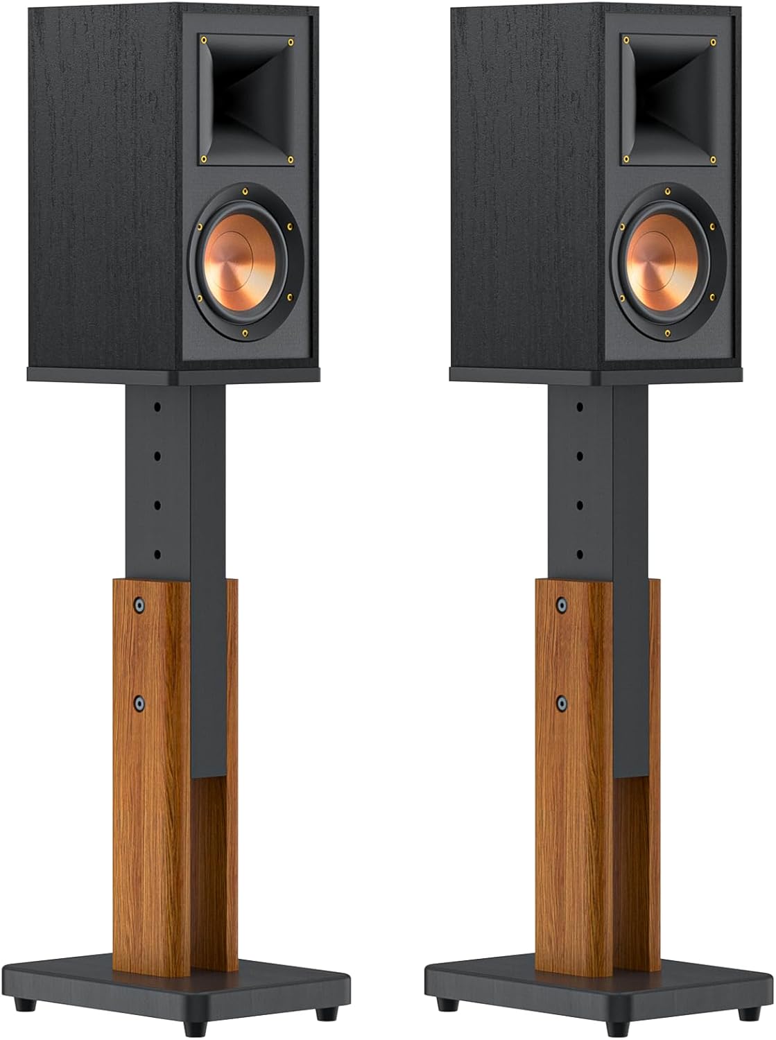 Height Adjustable Speaker Stands Pair for Klipsch Bookshelf Speaker Stand- Wood Grain Floor Speaker Stands for Klipsch R-41M, R-51M, R-51PM, RP-500M II Surround Sound Speakers Stand Up to 50 Lbs