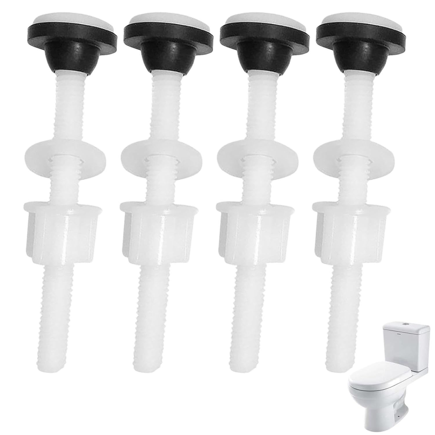 4 Pack Plastic Toilet Tank Bolts, M10 Toilet Cistern to Toilet Pan Fixing Fitting Sealing Kit Close Coupling Bolts WC Tank to Bowl Bathroom Toilet Repair Kits