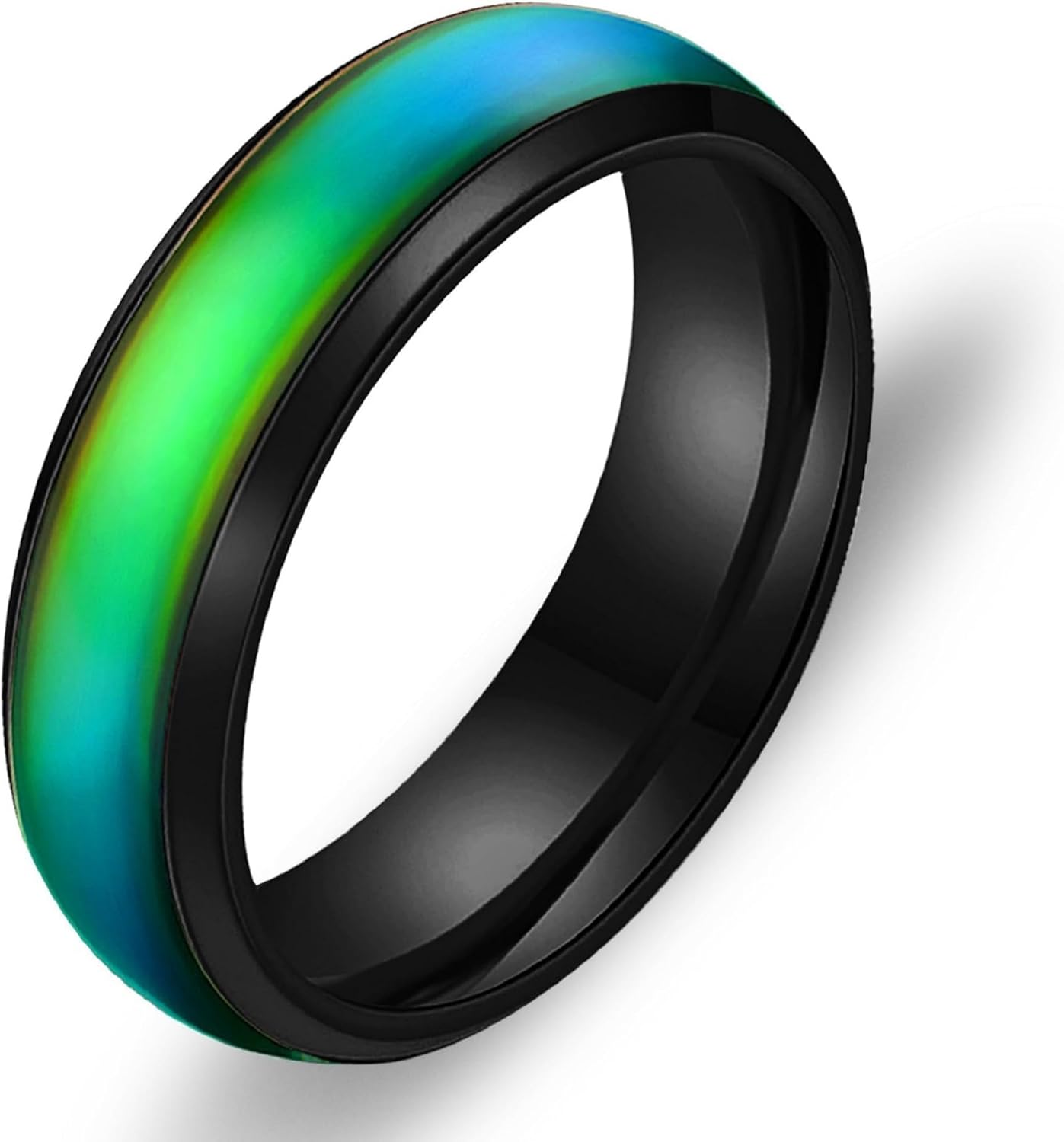 Oneress Temperature Changing Mood Ring for Men and Women, Stainless Steel Durable Wedding Band, Waterproof Couple Jewellry, Sporty Design Gift Y1854