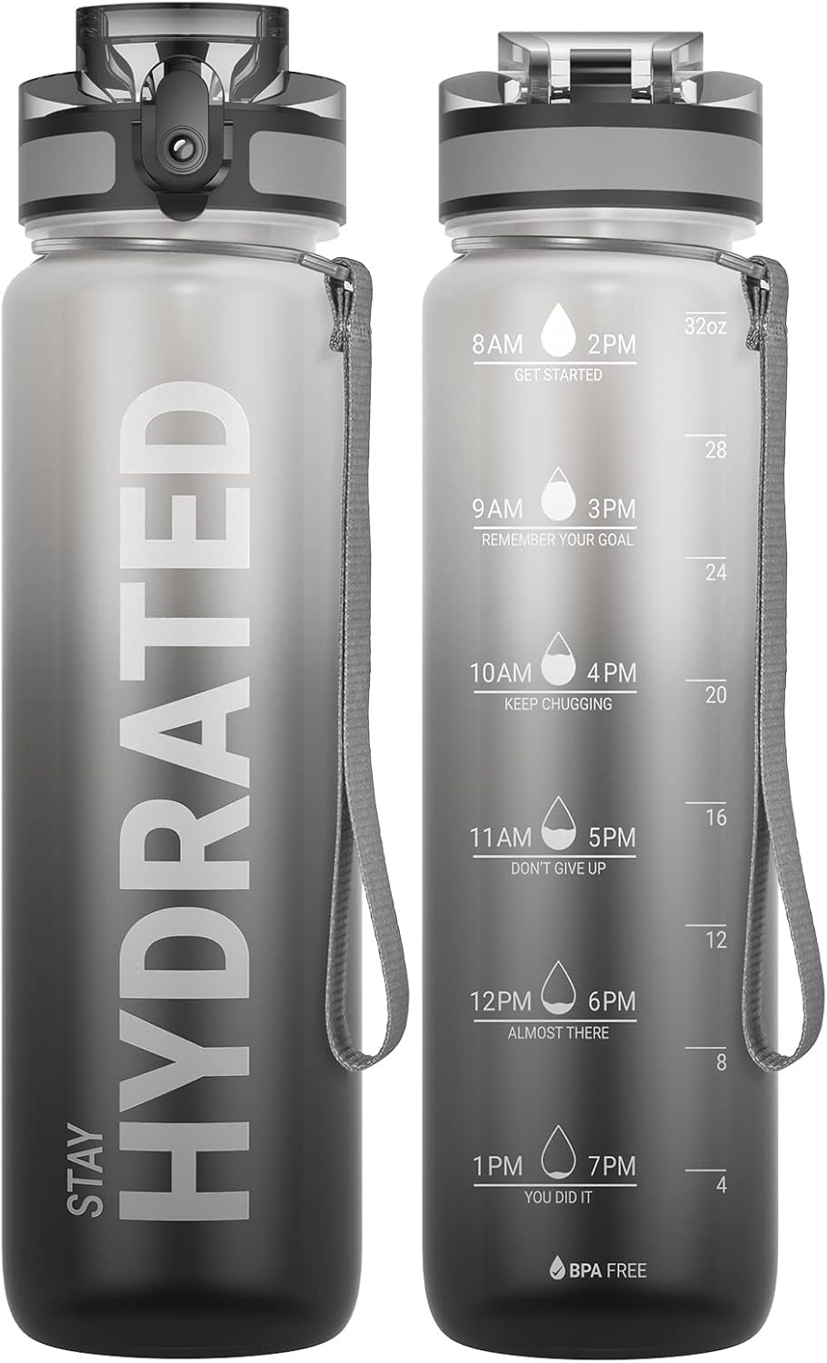 Sahara Sailor Leakproof Water Bottle 1L/500ML/750ML, Tritan BPA Free Motivational Sport Drinks Bottle with Clear Time Marker, Lock Cover, Easy Clean Brush, Durable for Gym, School, Cycling (1 Bottle)