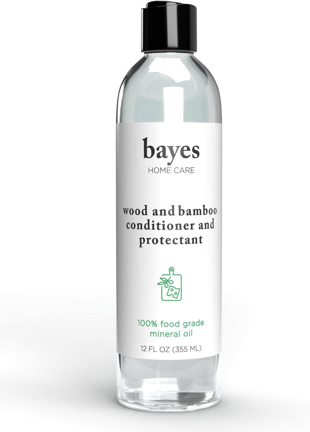 Bayes Food Grade Mineral Oil for Cutting Board - Mineral Oil Food Grade for Bamboo, Teak & Wood Conditioner and Protectant - Cutting Board Oil Food Grade Formula - Wood Oil for Cutting Board - 12 oz
