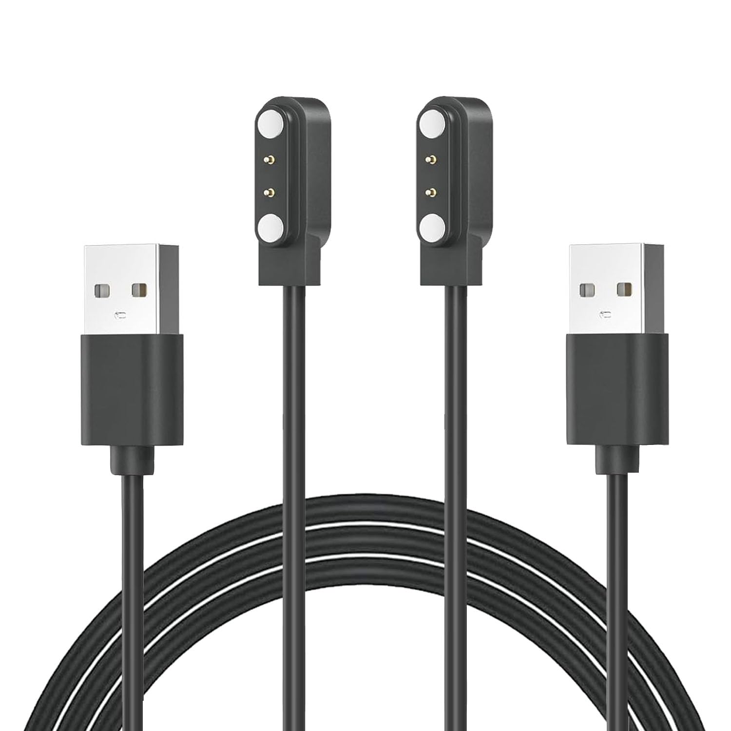 Compatible with IOWODO W60 & Blackview W60, R50pro, R30 Pro Smart Watch Charger, [2-Pack] Magnetic Charging Cable Smartwatch Charger for W60Smart Watch（Black&Black）