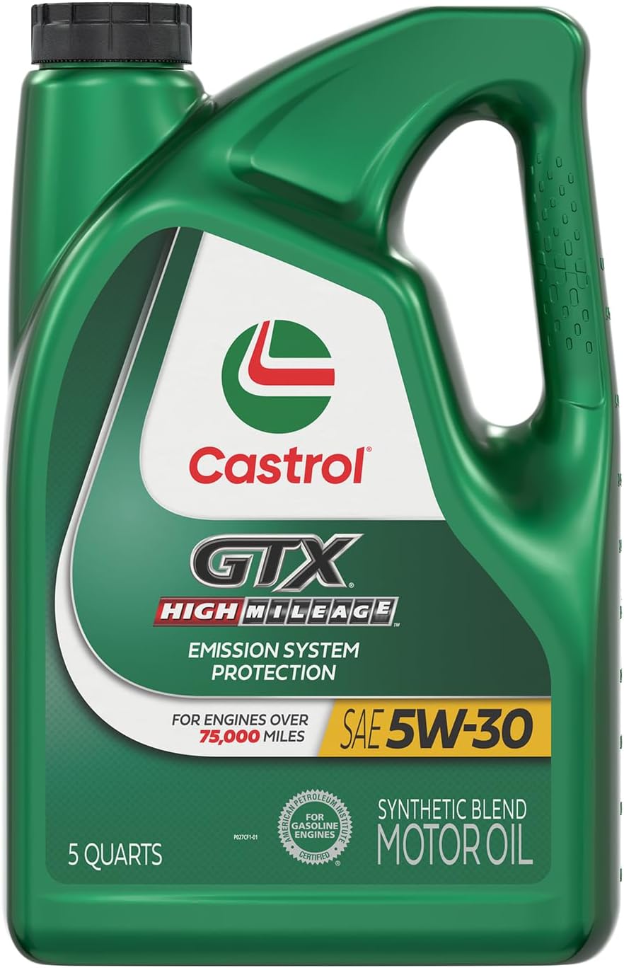 Castrol GTX High Mileage 5W-30 Synthetic Blend Motor Oil, 5 Quarts