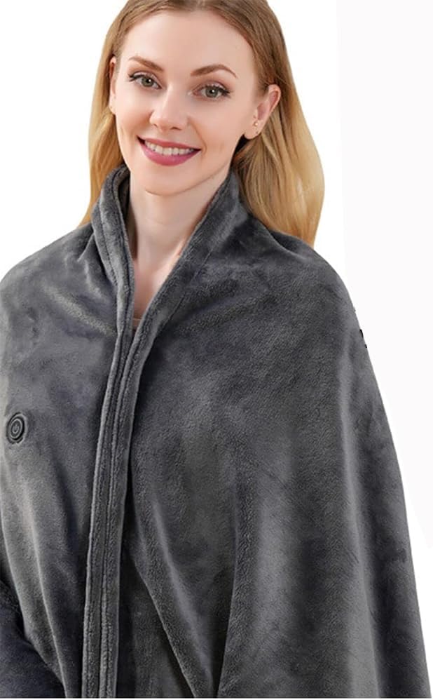 USB Heated Shawl Blanket 3 Settings Wearable Throw with Buttons, Soft and Cozy, Machine Washable, 150 x 85cm - 5 Pack