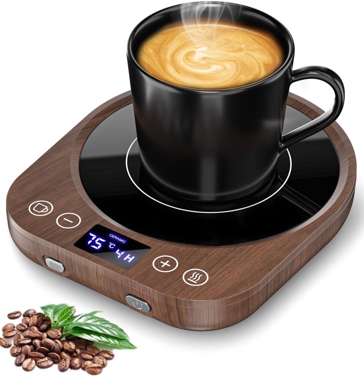 MQFORU Coffee Mug Warmer, Mug Warmer for Desk, Smart Cup Warmer with Gravity Sensor, 9 Temperature Settings, 1-9H Timing, 4H Auto Shut Off, Cup Warmer for Heating Coffee, Tea, Milk, Candle
