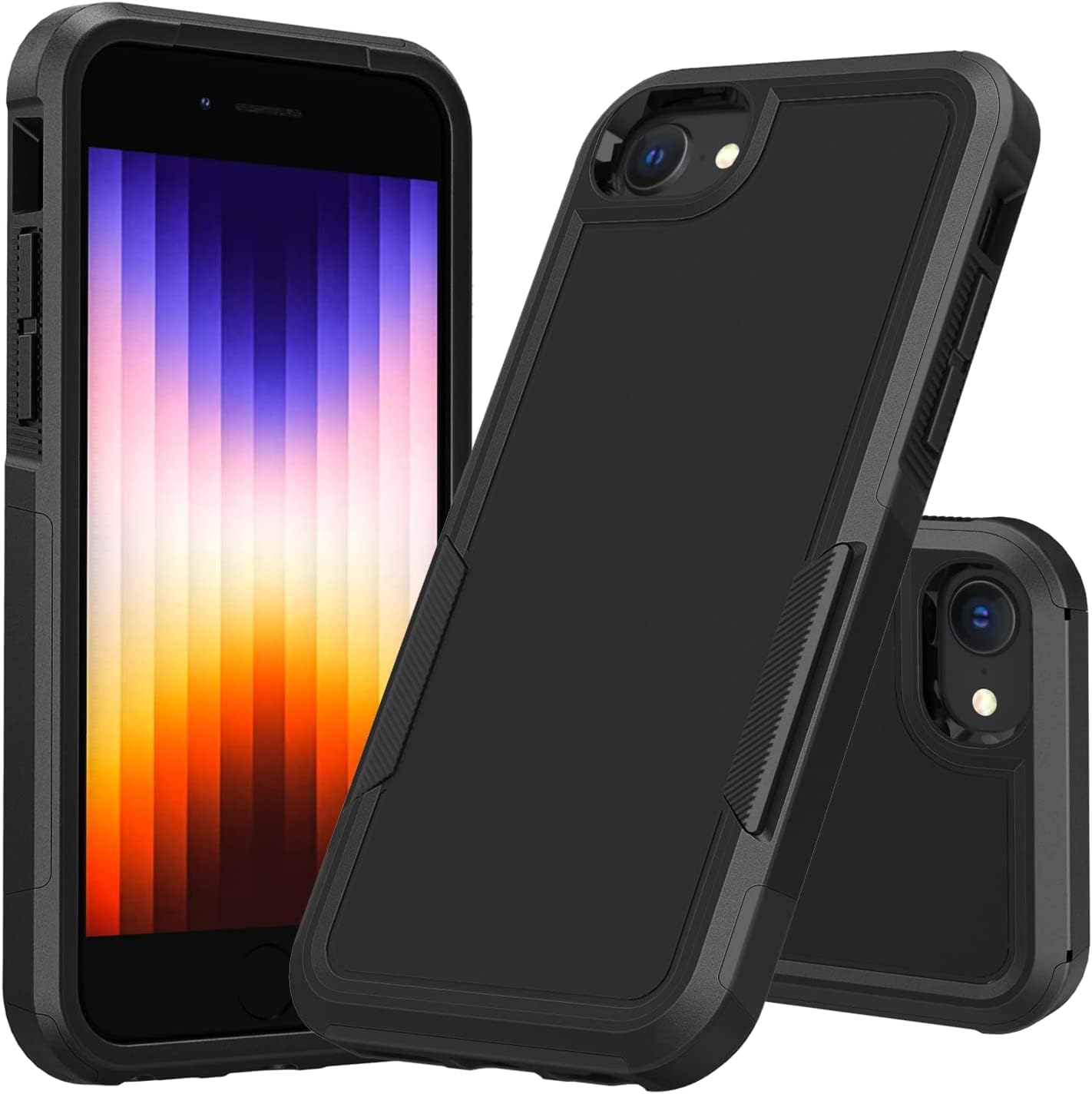 CBUS = Hybrid Case Double Layer for Full Protection Compatible with iPhone SE 2022, iPhone SE 2020, iPhone 8 and iPhone 7 (Black)