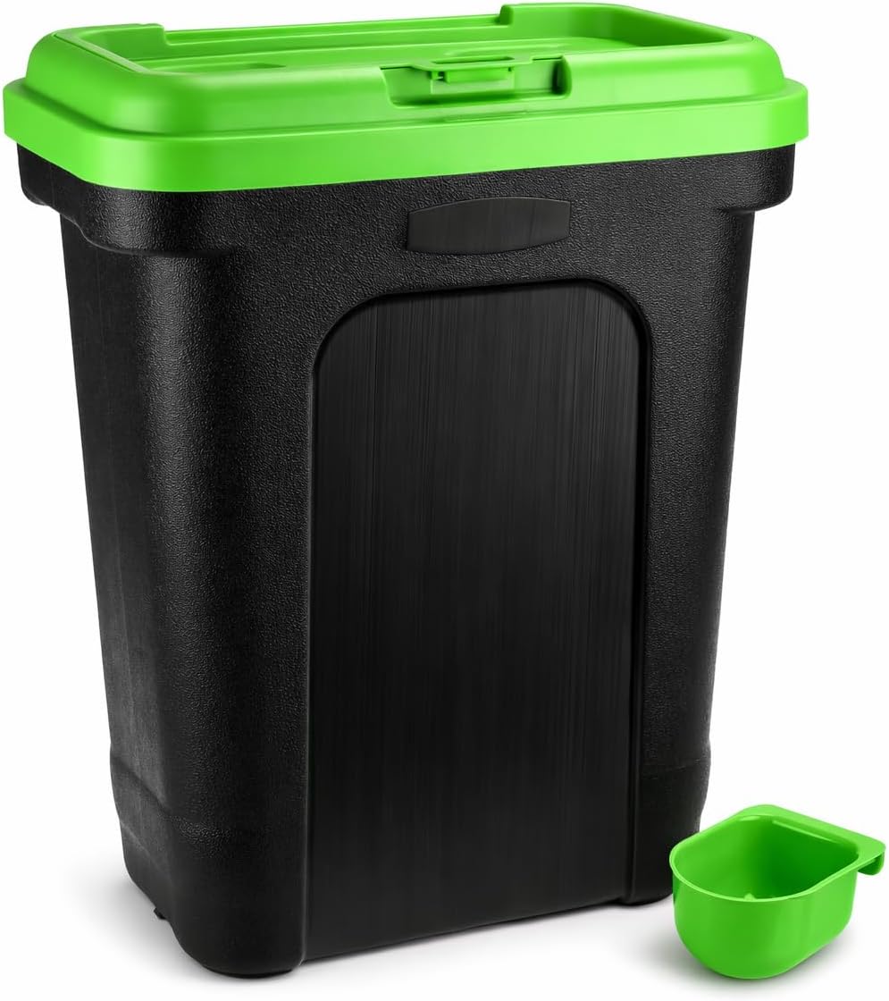 raxter Pet Food Storage Container, 30L/15kg, Flip Top Lock with Airtight Seal, Includes Scoop, for Dog Food, Cat Food and Treats (Green)