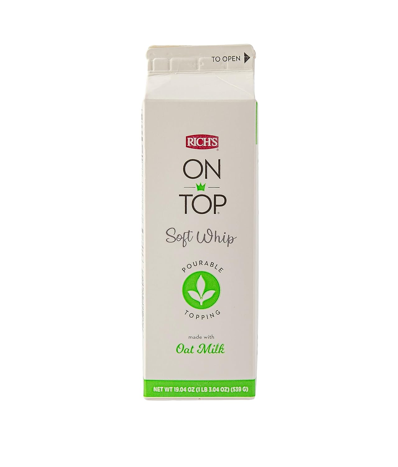 Rich's Oat Milk On Top Soft Whip, Pourable Cold Foam Topping, Frozen, 12 Pack, 19.04 Ounce Cartons