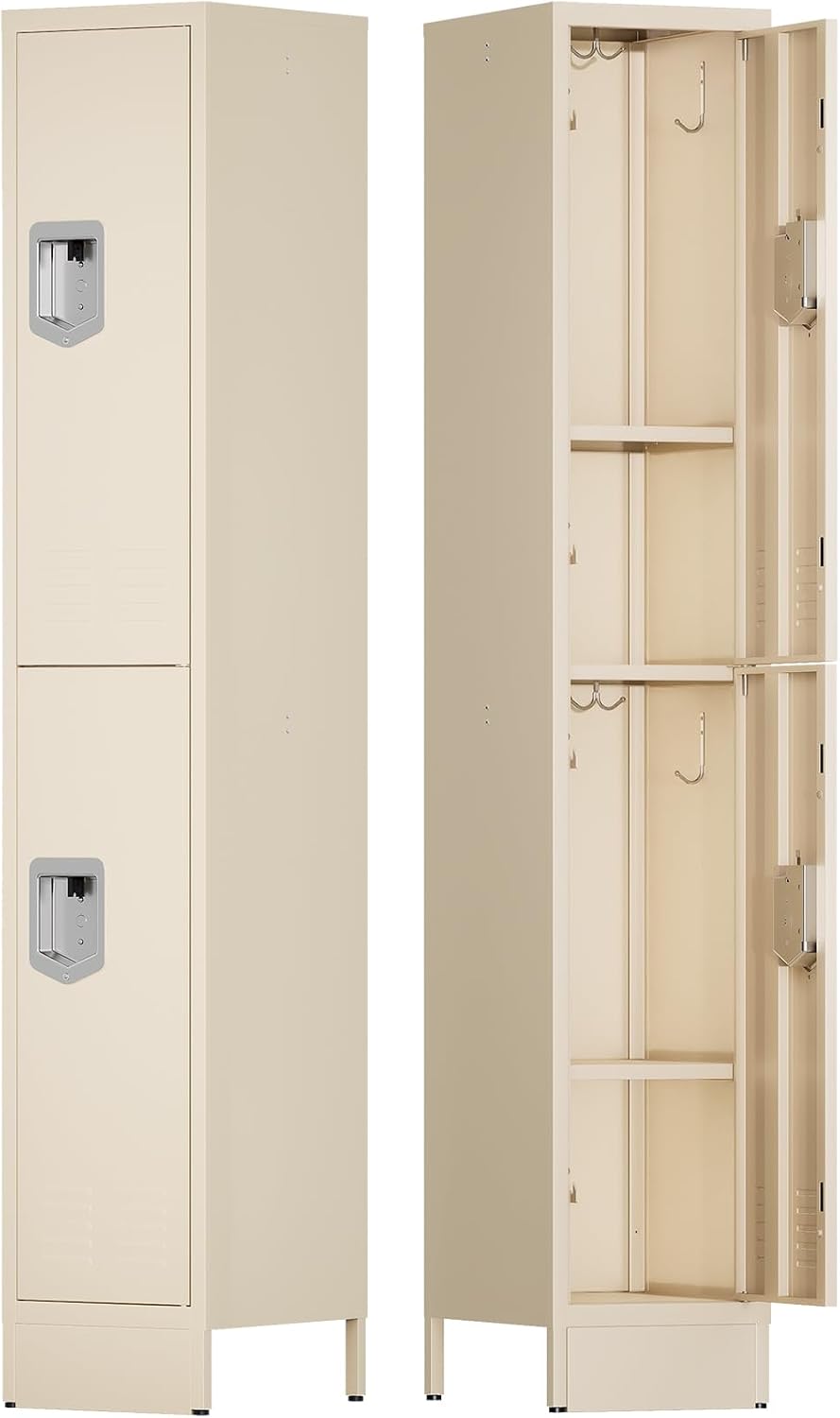 2 Door Metal Storage Locker for Gym Office, Heavy Duty Steel School