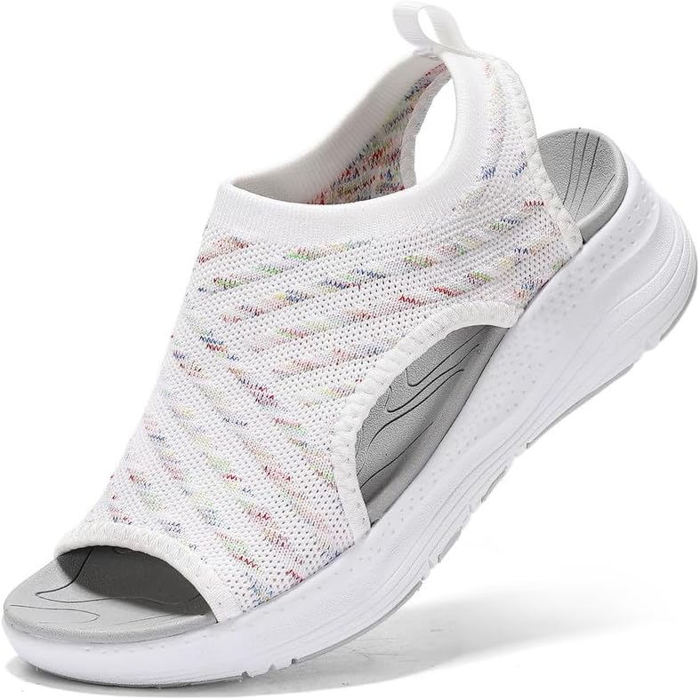 Maxome Walking Sandals for Women Orthopedic Sandals Ladies Arch Support Summer Shoes Womens Wedge Gradation Platform Casual Comfy Washable Slingback Slide Beach Shoes