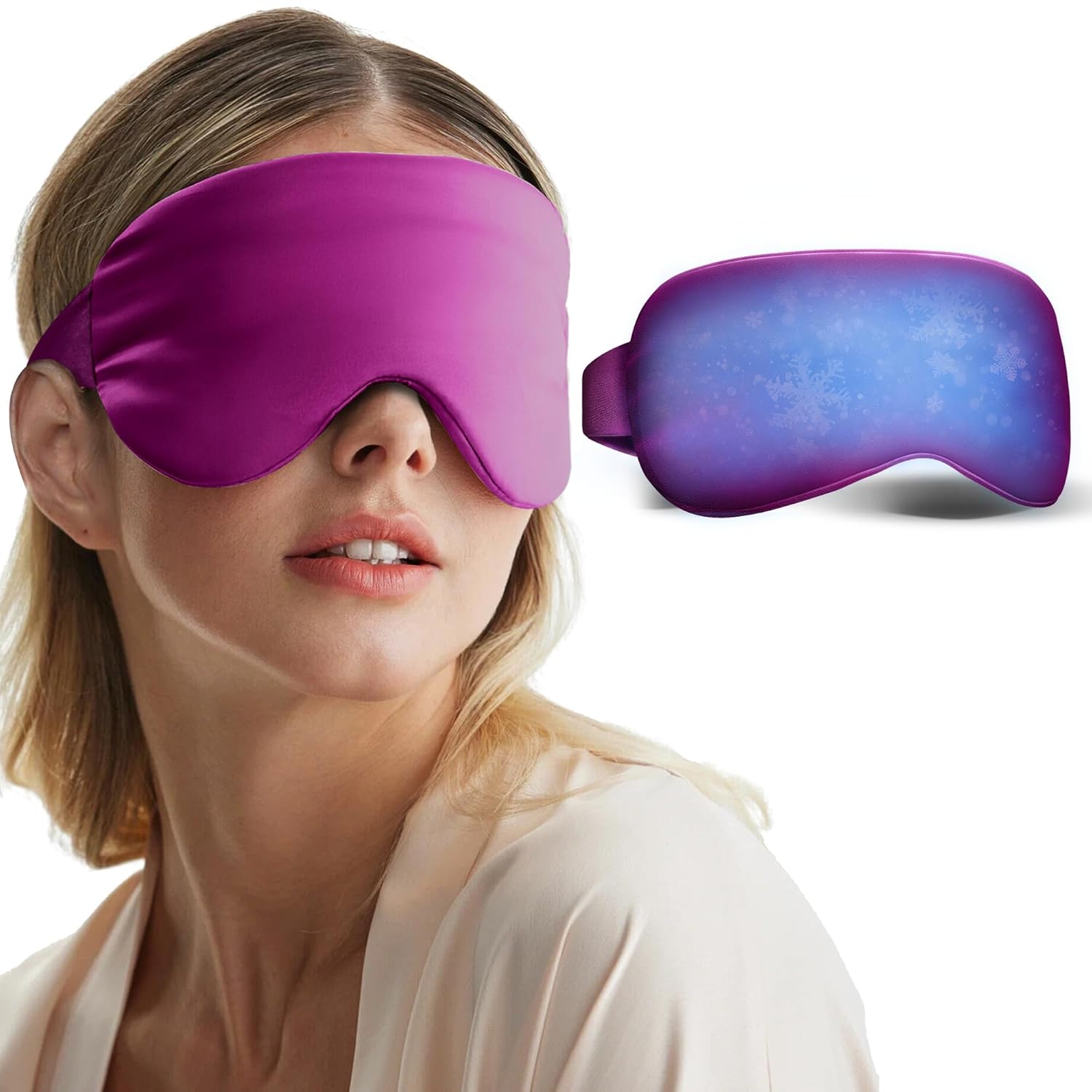 Cooling Eye Mask for Puffy Eyes: Fsa Eligible ltems Hsa, Migraines Headache Fast Relief After Surgery Care Cold Compress, Reusable Face Ice Pack Gel for Dark Circles, Gentle Weighted Sleep Mask Purple