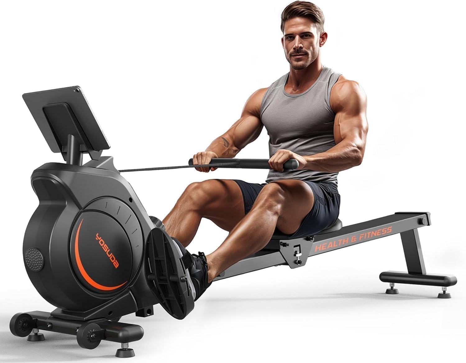 YOSUDA Rowing Machine for Home, Magnetic Rower Machine for Beginners to Athletes, Use with Resistance Adjustment Function, Bluetooth, App Supported, LCD Monitor, and Comfortable Seat Cushion
