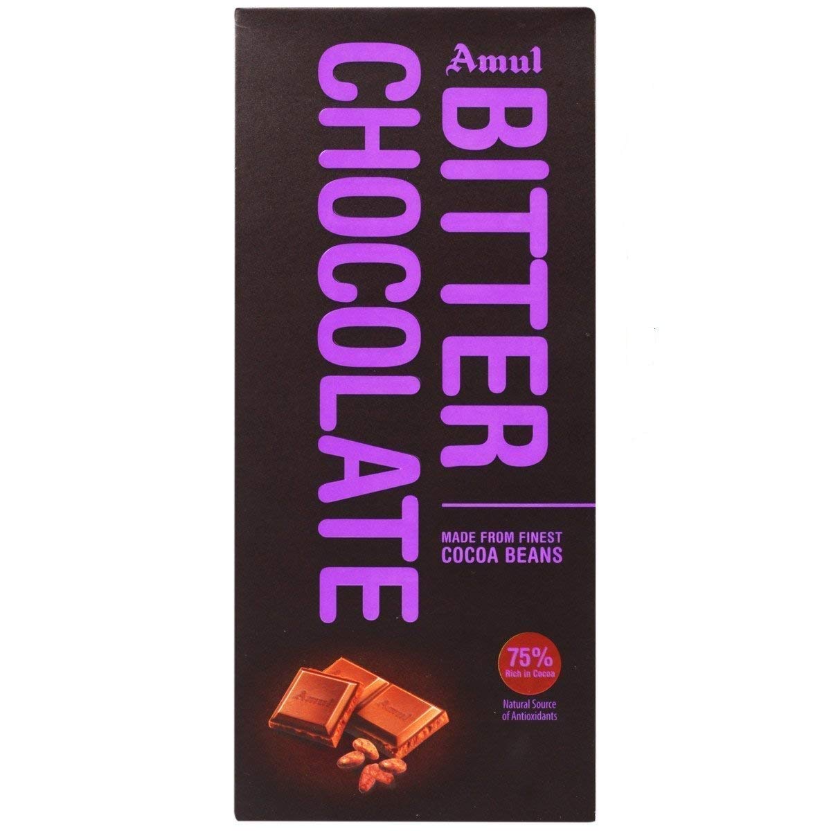 Amul 75% Bitter Chocolate 150g,Pack of 4 Units