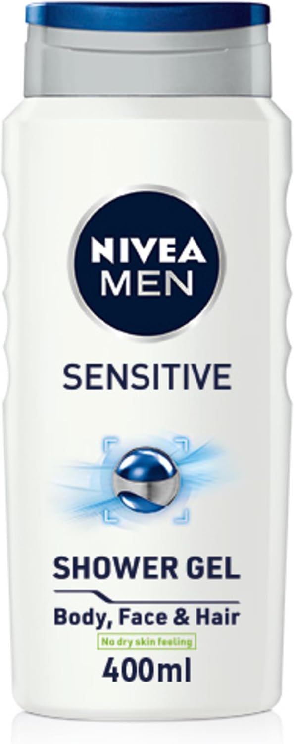 NIVEA MEN Sensitive Shower Gel, 3-in-1, (6 x 400 ml)