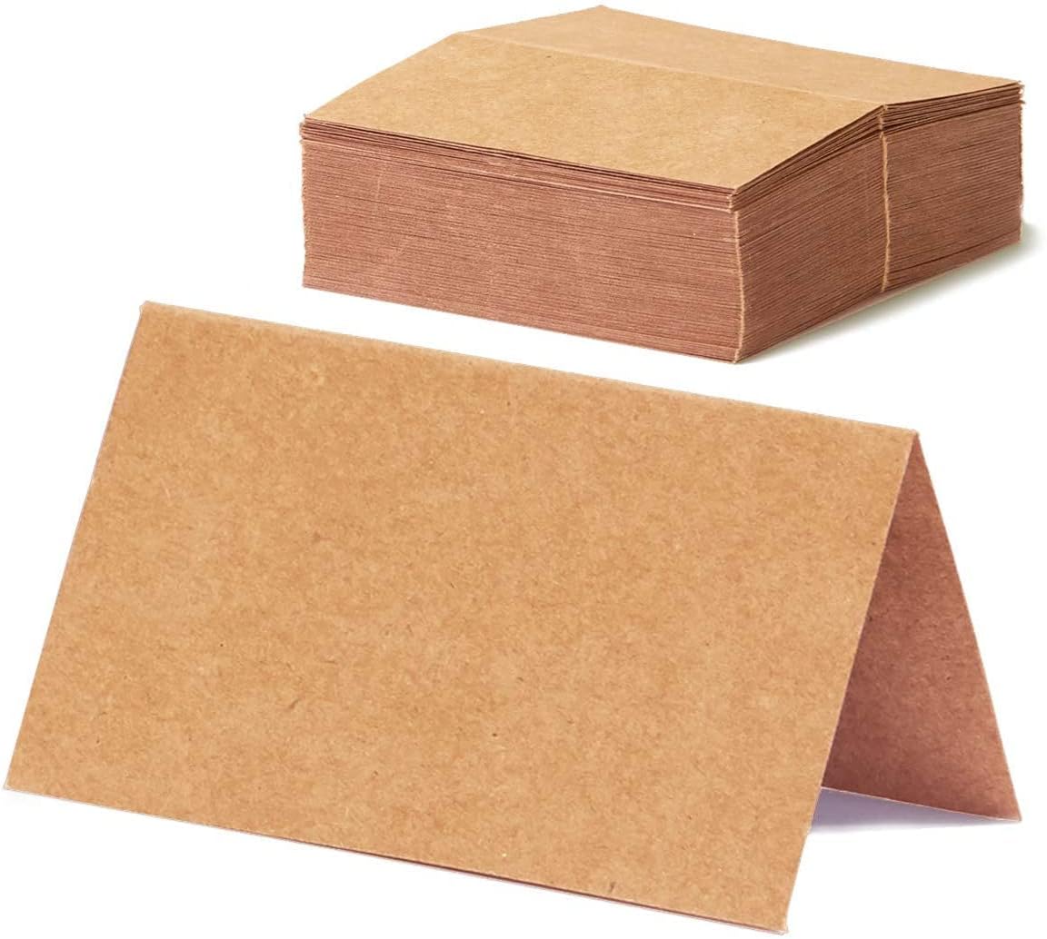 60pcs 9x10cm Brown Place Cards for Table Place Name Cards Wedding Name Place Cards Blank Table Name Cards Kraft Table Card Double Sided Table Place Seat Card Christmas Place Cards Party Food Labels