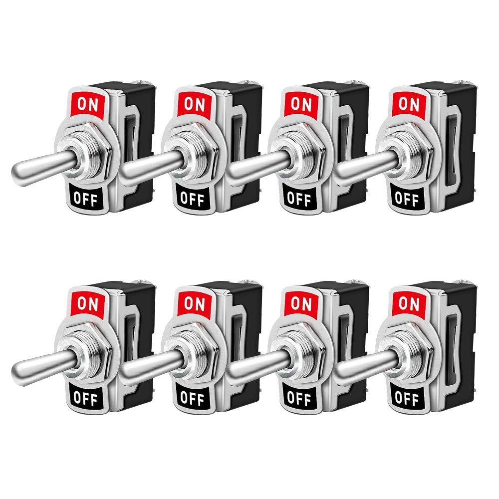 Gebildet Rocker Toggle Switch, 10A/12VDC, 6A/24VDC, 2 Pin SPST ON/OFF Switch, Used for Car Auto Truck Boat (Pack of 8, Black)