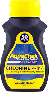 AquaChek Yellow 4-Way Pool and Spa Test Strips - 50 Yellow Test Strips - Swimming Pool Test Strips For pH, Free Chlorine, Total Alkalinity, and Cyanuric Acid - Quick and Accurate Results - Testing Kit
